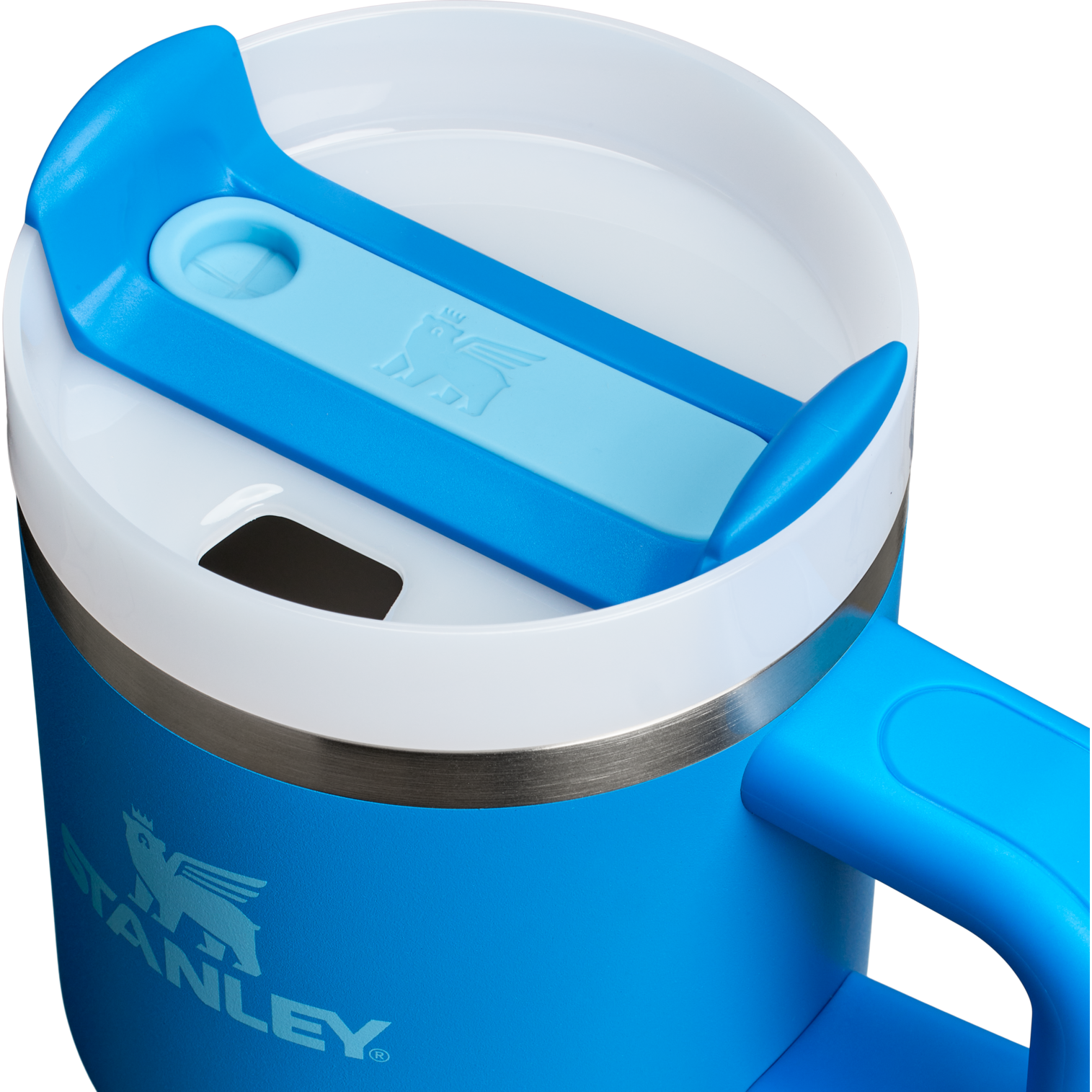 Double-Wall Vacuum The Quencher H2.O Flowstate Tumbler with Handle | Stanley Create D309N - FlowState 3-Position Lid Insulated Travel Mug Detail