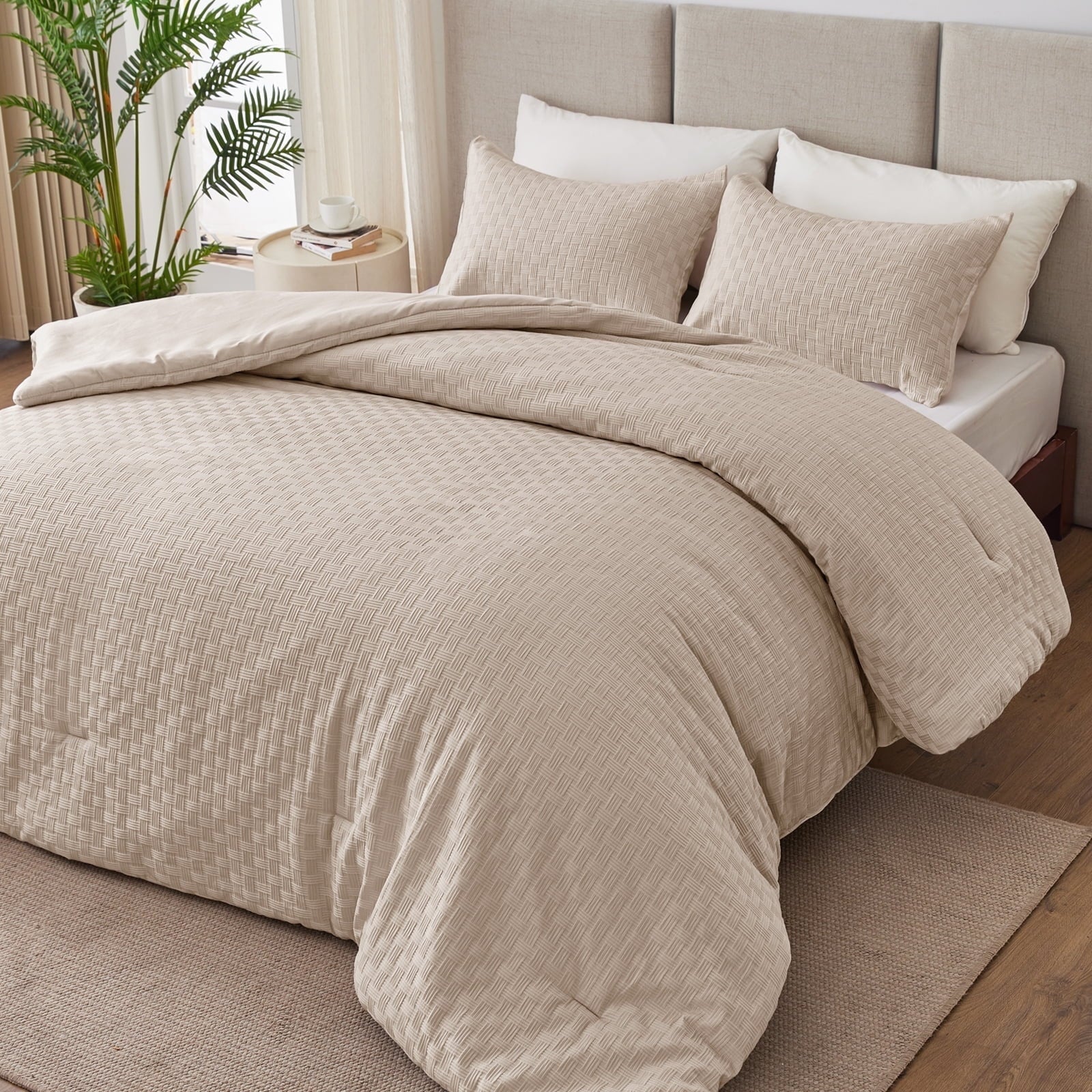 All-Season 3-Piece Jacquard Braid Ultra Soft King Comforter Set, Luxury Reversible Microfiber Oversized Comforters Bedding Set w... - Cloud-Like Soft Lightweight Bed Comforter - Default Title