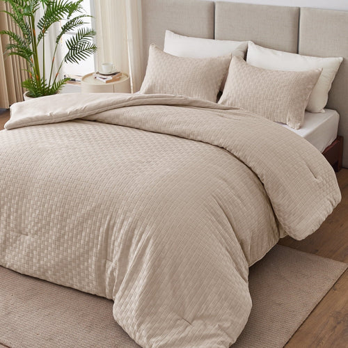 All-Season 3-Piece Jacquard Braid Ultra Soft King Comforter Set, Luxury Reversible Microfiber Oversized Comforters Bedding Set w... - Cloud-Like Soft Lightweight Bed Comforter - Default Title