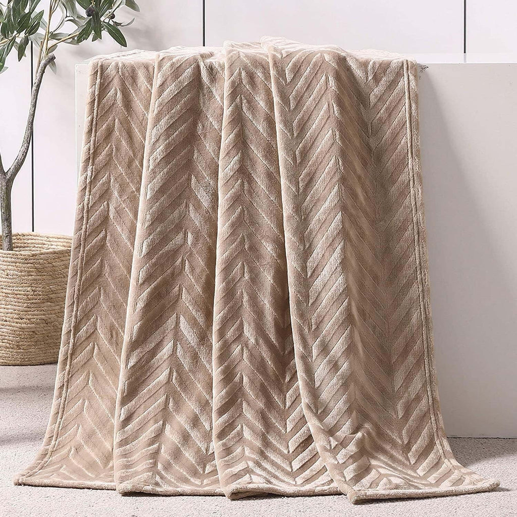 Lightweight Warm Soft Flannel Fleece Lightweight 50"x60" Throw Blanket, Brushed Chevron Design Fluffy Plush Cozy Blanket for All Seaso... - Lightweight Plush Warm Blanket for All Seasons - Default Title