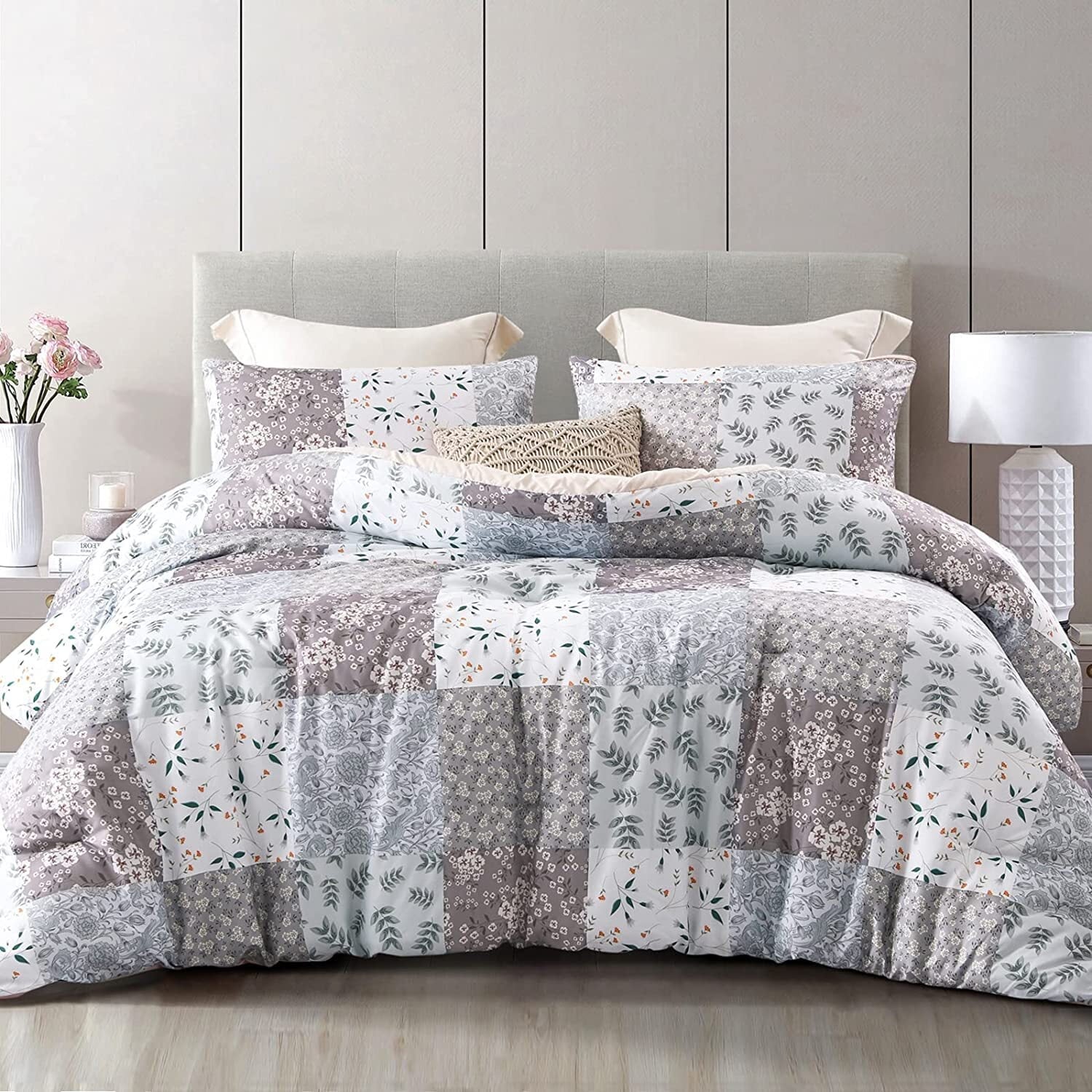 Hypoallergenic Cloud 3-Piece Queen Comforter Set, Soft Reversible Bedding Comforter Sets, Patchwork Printed Down Alternative Comforter Duv... - All-Season Down Alternative Comforter Insert - Default Title