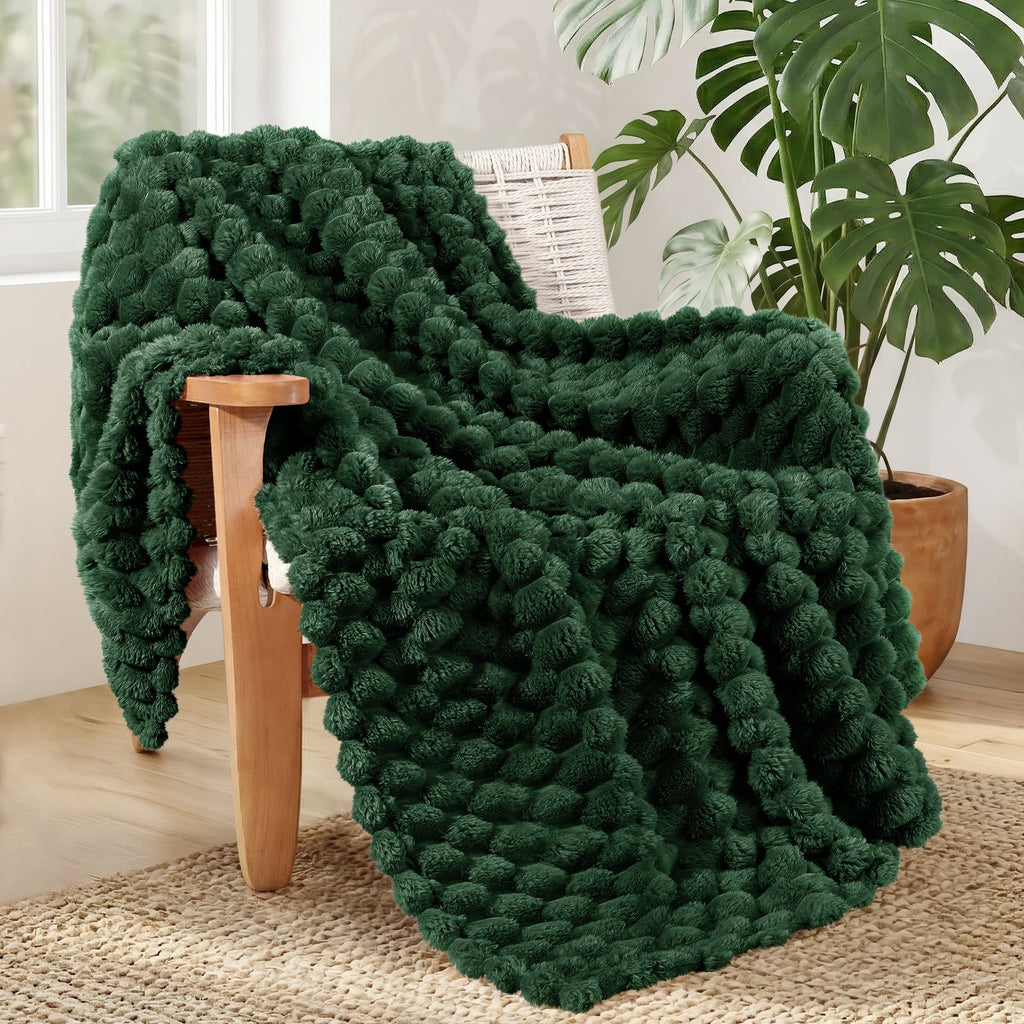Decorative Knitted 50"x60" Throw Blanket for Couch with Expanded 3D-Jacquard Pattern, Fuzzy Soft Cozy Exquisite Blankets or All Season, ... - Super Soft Reversible Sherpa Flannel Blanket - Default Title
