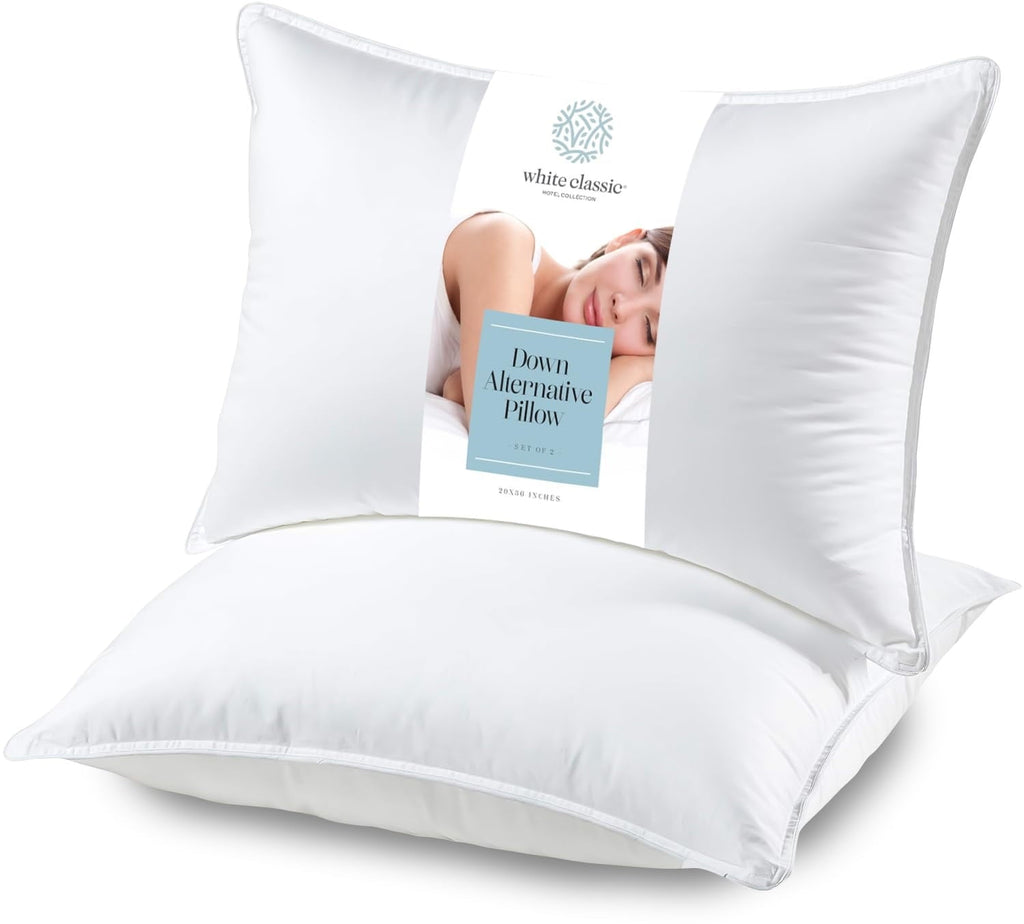 Decorative Plump Bed Pillows for Sleeping 2 Pc Set, Queen Size Pillow Side Sleeper Set, Down Alternative Luxury Hotel Soft Pillow 28x2... - Ergonomic Memory Foam Pillow for Neck Pain Support - Default Title
