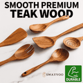 Non-Stick Safe Wooden Spoons for Cooking, 6-Piece 100% Natural Teak Wooden Utensils for Cooking — Heat Resistant, Non-Stick ... - Heat-Resistant Silicone Cooking Spatula Turner - Default Title