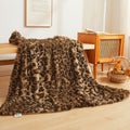 Reversible Sherpa Luxury Faux Fur Leopard Print Throw, Soft 50x60 Cheetah Print Fluffy Blanket, Shaggy Plush Decorative Couch Throw, Cu... - Super Soft Reversible Sherpa Flannel Blanket - Default Title