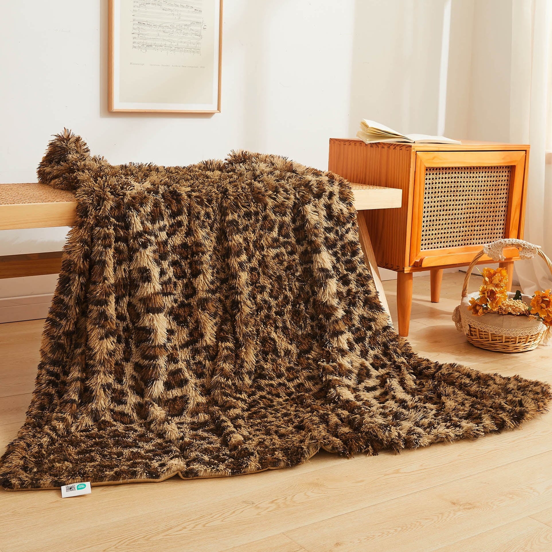 Reversible Sherpa Luxury Faux Fur Leopard Print Throw, Soft 50x60 Cheetah Print Fluffy Blanket, Shaggy Plush Decorative Couch Throw, Cu... - Super Soft Reversible Sherpa Flannel Blanket - Default Title