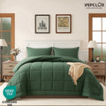 Heavyweight Warmth 3-Piece Twin Size Comforter Set, Green Down Alternative Reversible Bedding Set, All-Season Quilted Soft Comforter wit... - Hypoallergenic Ultra-Fluffy Quilt for Winter - Default Title