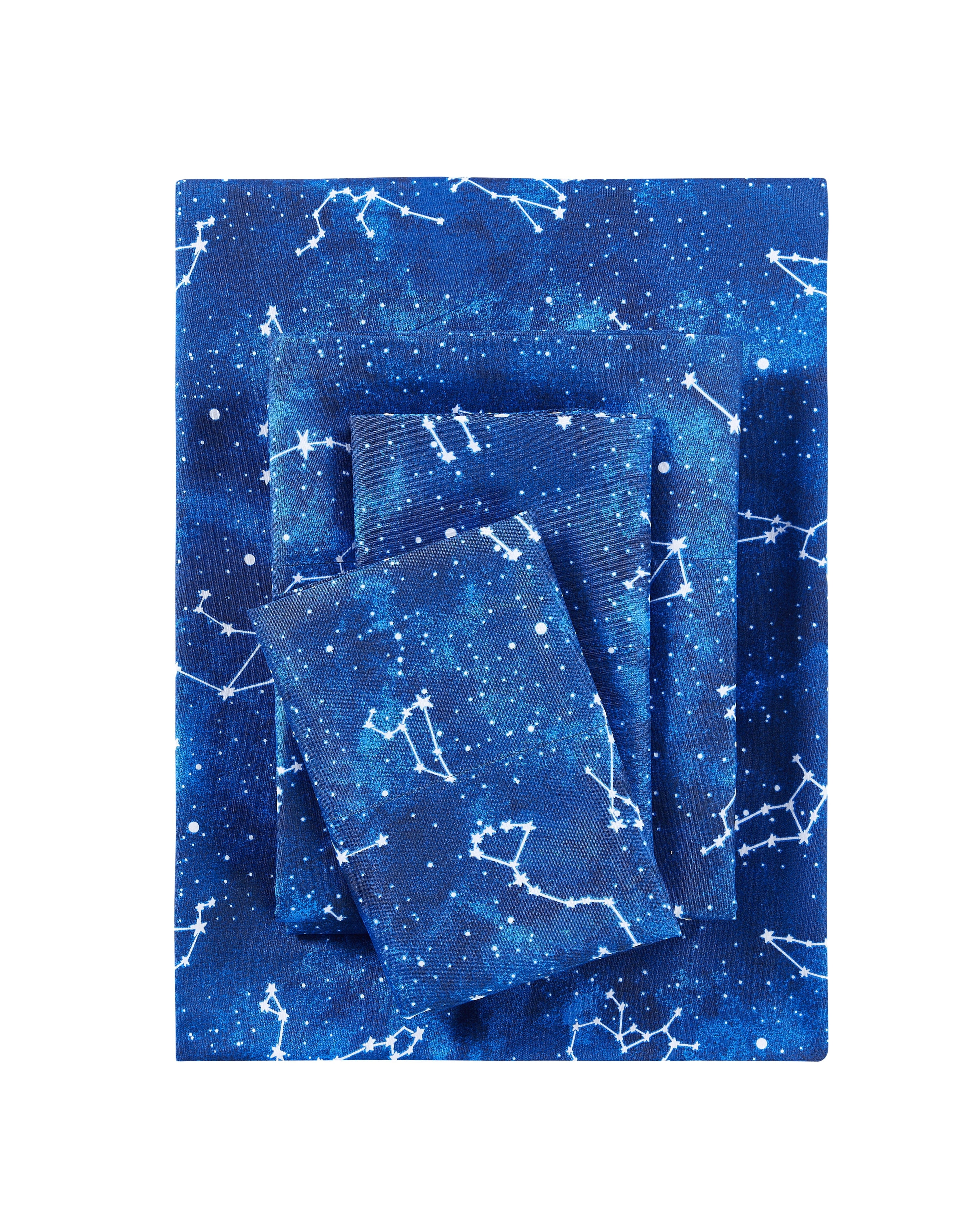Wrinkle-Resistant Kids Soft Microfiber Sheet Set, Navy Blue Stars, Full, 4 Pieces, Easy Care - Luxury Bed Sheet Set with Deep Pockets - Default Title