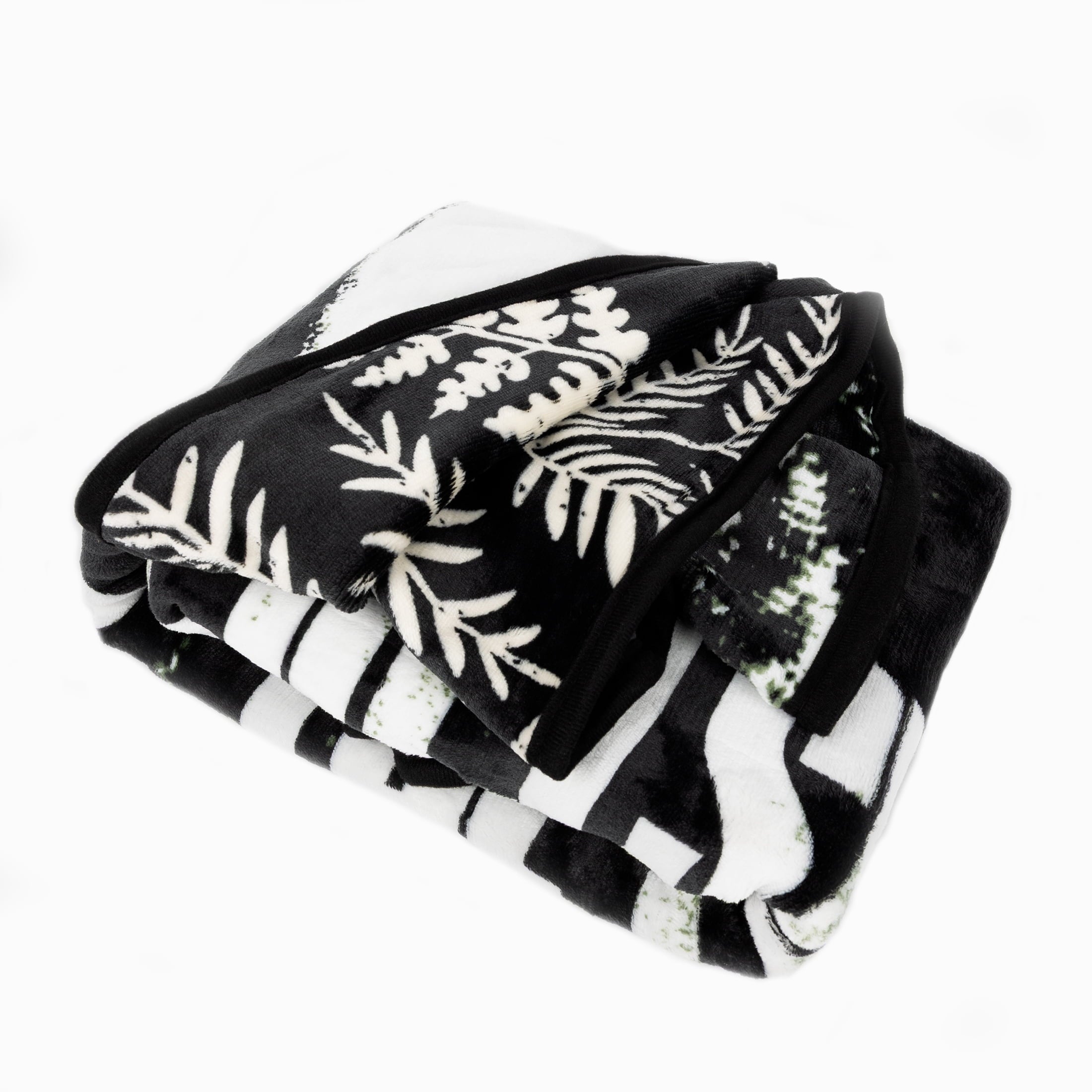 Cozy Fleece Black and White Polyester Throw Blanket, 50" X 60" - Super Soft Reversible Sherpa Flannel Blanket Detail