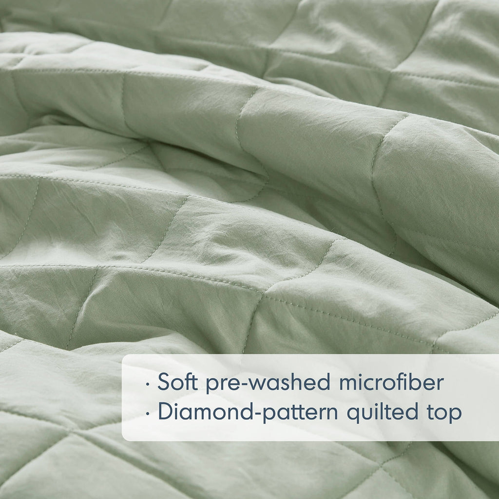 Fluffy Down Alternative Full/Queen Comforter Set Sage, 3 Pieces Quilted Ruffle Comforters Full/Queen Size, Solid Bedding Comforters Sets, Gif... - Hypoallergenic Ultra-Fluffy Quilt for Winter Detail
