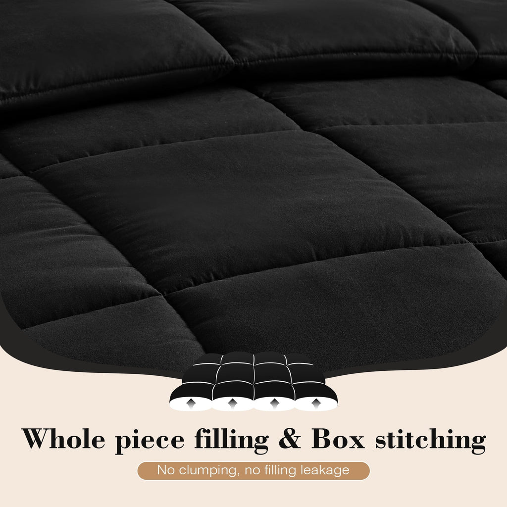 Hypoallergenic Cloud Queen Size Comforter Sets, 3 Piece Soft Quilted Bedding Sets, All-Season Down Alternative Comforter with 2 Pillow Sha... - Luxurious Quilted Duvet Cover Set Detail
