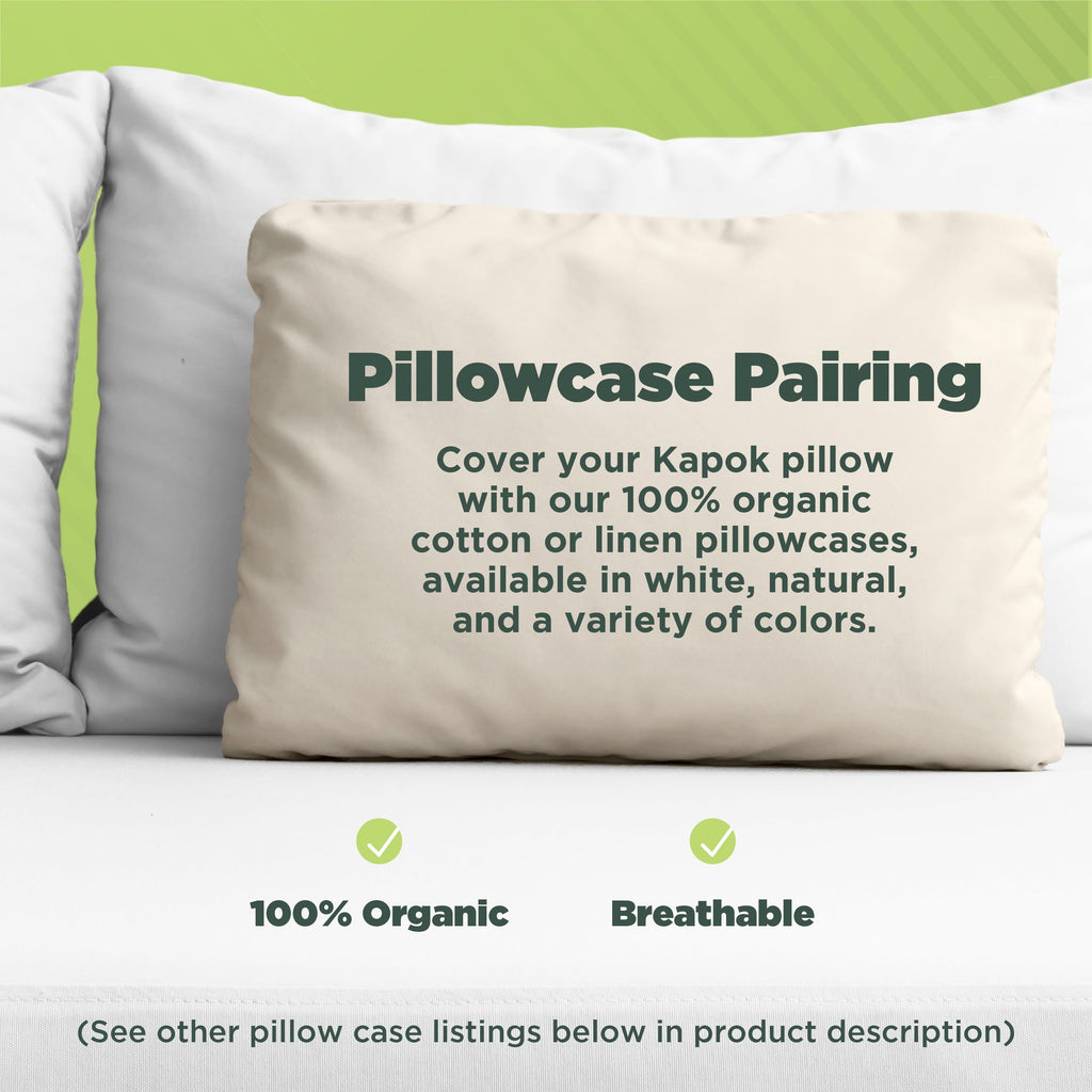 Fluffy Shredded Kapok 20x26" Standard Bed Pillow – Organic Cotton Fabric Soft Sleeping Pillow - Made in USA - Ergonomic Memory Foam Pillow for Neck Pain Support Detail