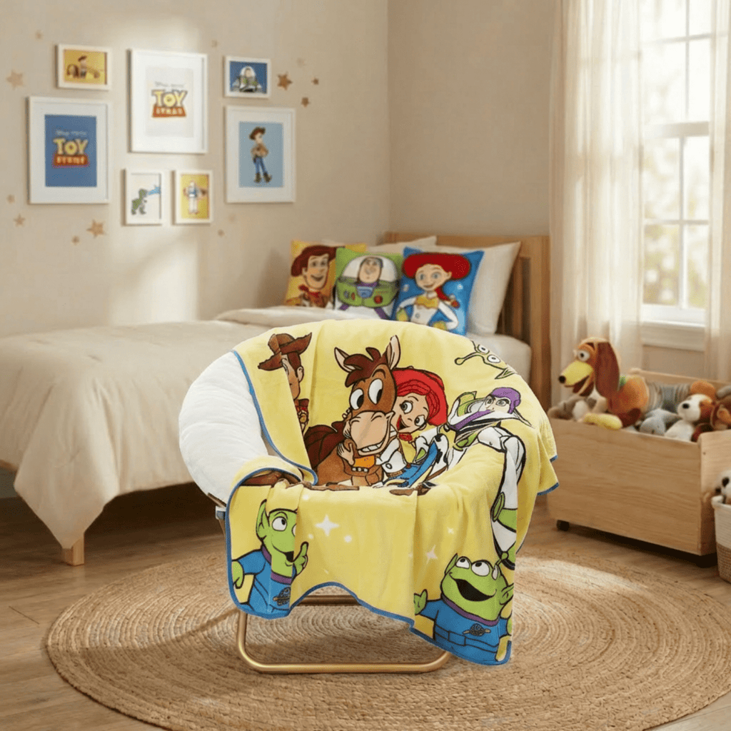 Decorative Knitted Space Kids Throw Blanket, Soft Coral Fleece, Yellow, 46" x 60" - Cozy Fleece Throw Blanket for Couch & Bed Detail