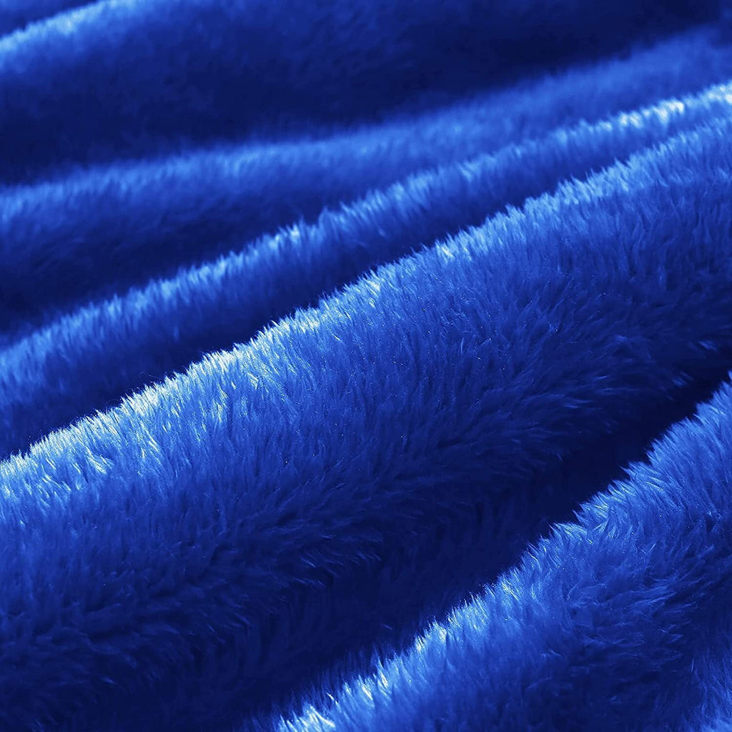 Cozy Fleece Plush Fuzzy Fleece Throw Blanket (40" x 50", Cobalt Blue)- Soft, Warm and Lightweight - Super Soft Reversible Sherpa Flannel Blanket Detail