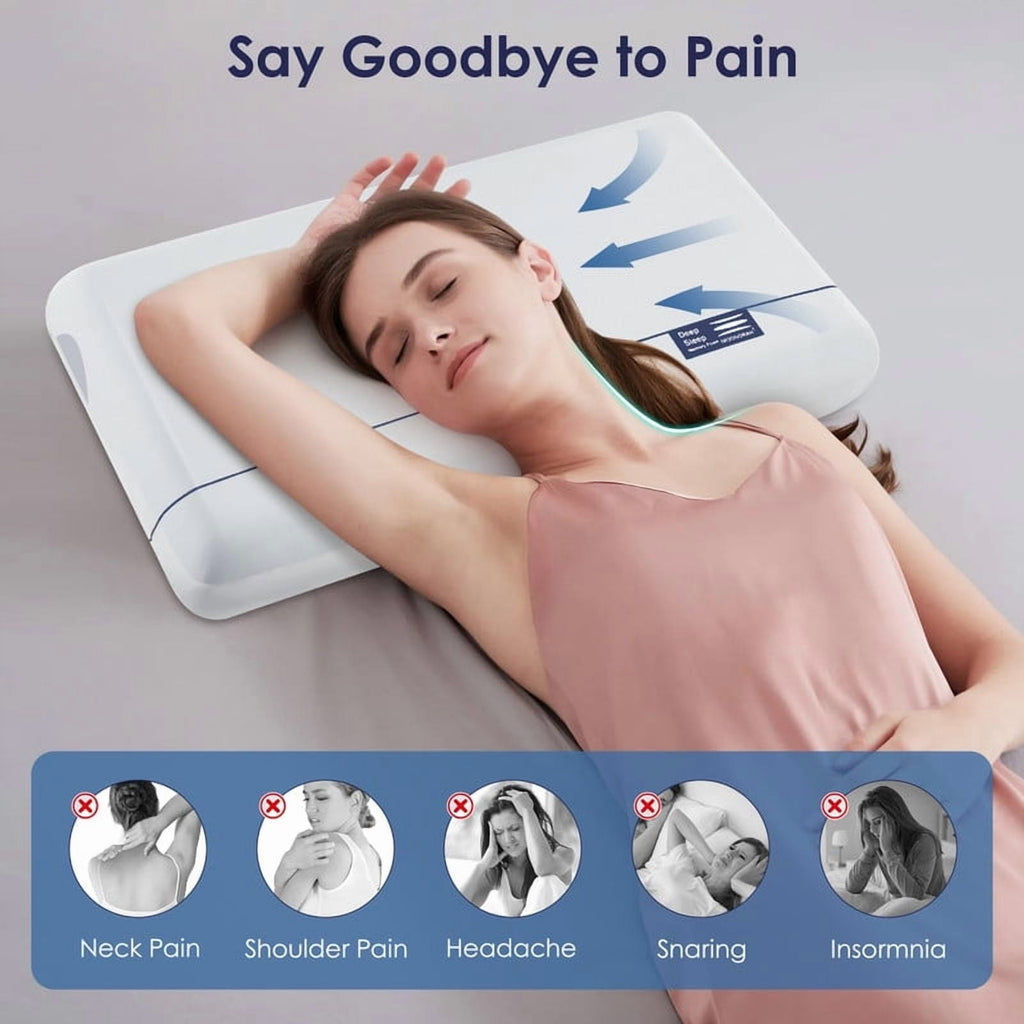 Ergonomic Memory Foam Cooling Memory Foam Bed Pillow for Neck Pain Relief, Two-Sided Cooling Pillow for Back, Stomach and Side Sleepers, Tw... - Ergonomic Memory Foam Pillow for Neck Pain Support Detail