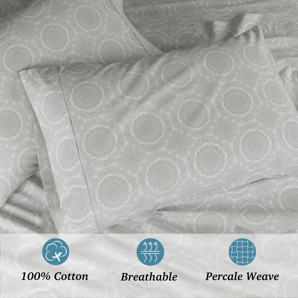 Premium Egyptian Cotton 100% Cotton Queen Sheets Set, 4 Piece Bed Sheets Set with HeiQ Fresh, Percale Weave, Hotel Luxury, Ultra Soft Sheets ... - Premium Ultra-Soft Pillowcase Pair for Sleeping Detail