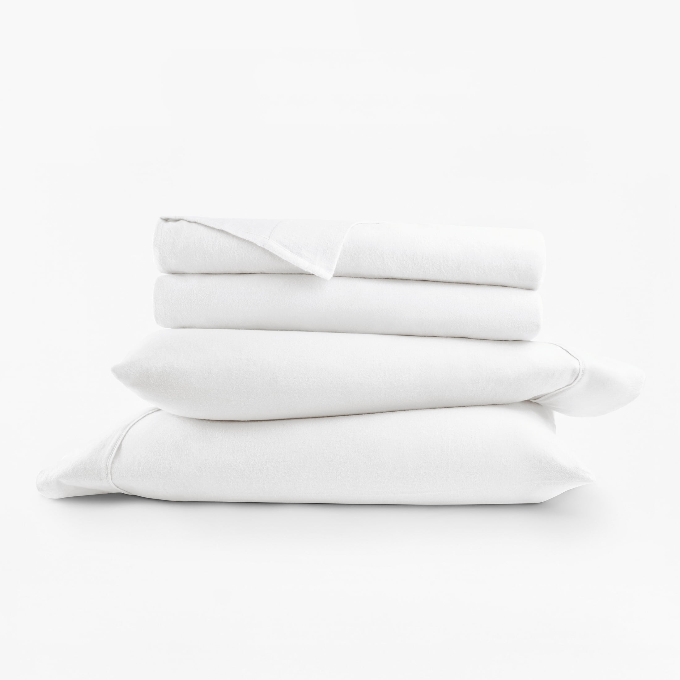 Cooling Sateen 100% Cotton Flannel Bed Sheets Set for Full Size Bedding in White - Luxury Bed Sheet Set with Deep Pockets Detail