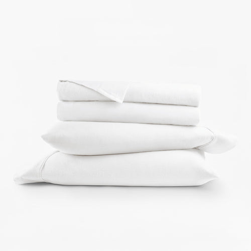 Cooling Sateen 100% Cotton Flannel Bed Sheets Set for Full Size Bedding in White - Luxury Bed Sheet Set with Deep Pockets Detail