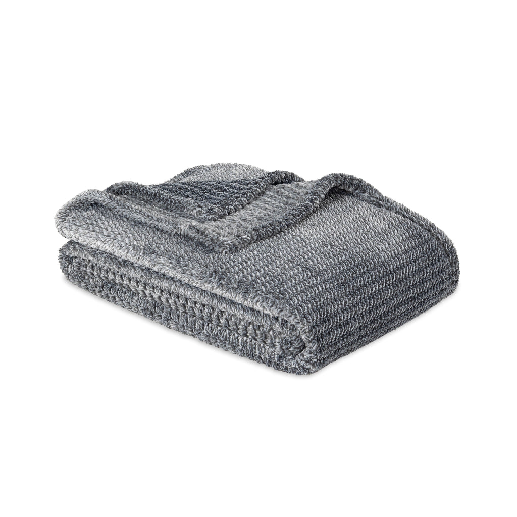 Decorative Knitted Plush Textured Heathered Soft Oversized Throw Blanket, Gray - Cozy Fleece Throw Blanket for Couch & Bed Detail