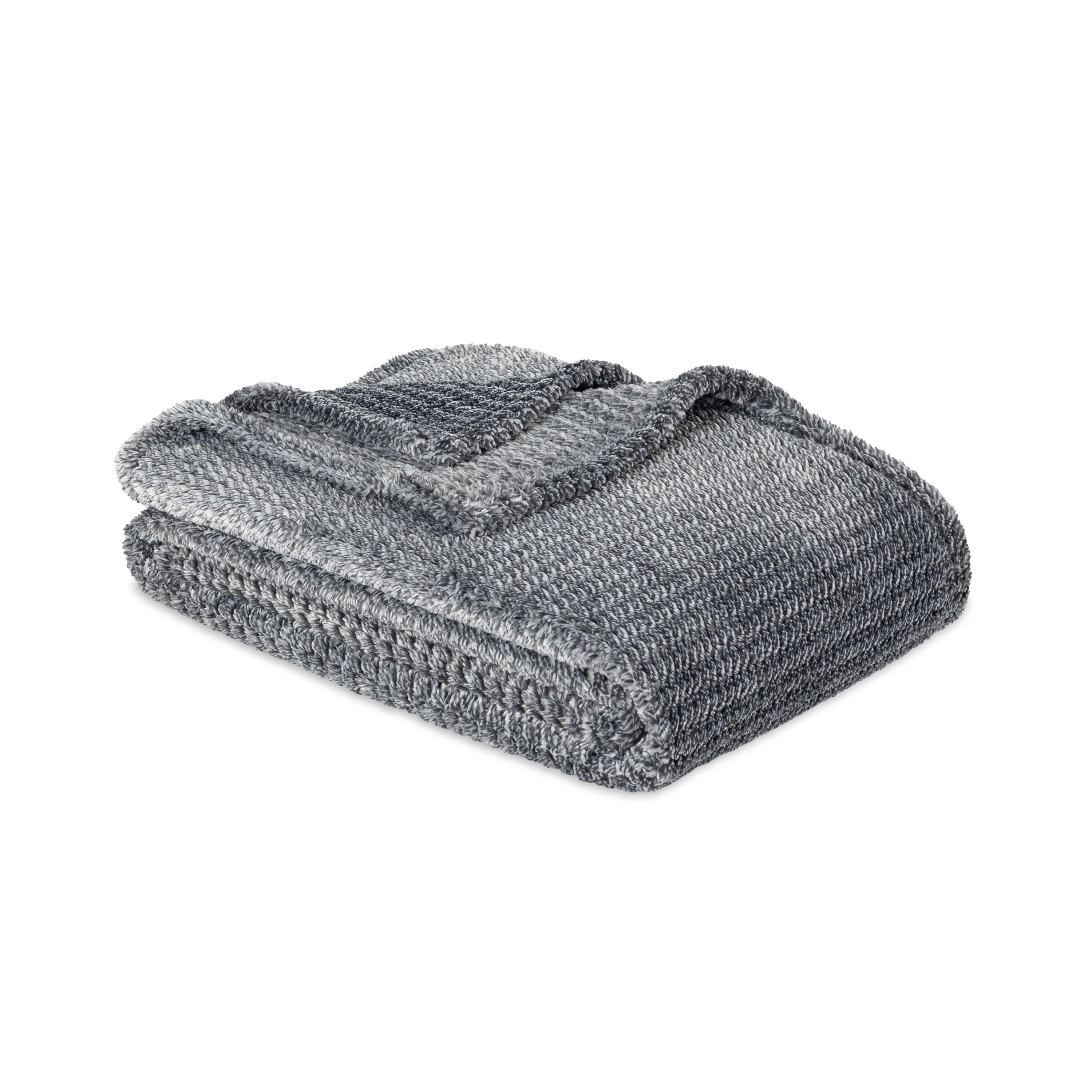 Decorative Knitted Plush Textured Heathered Soft Oversized Throw Blanket, Gray - Cozy Fleece Throw Blanket for Couch & Bed Detail