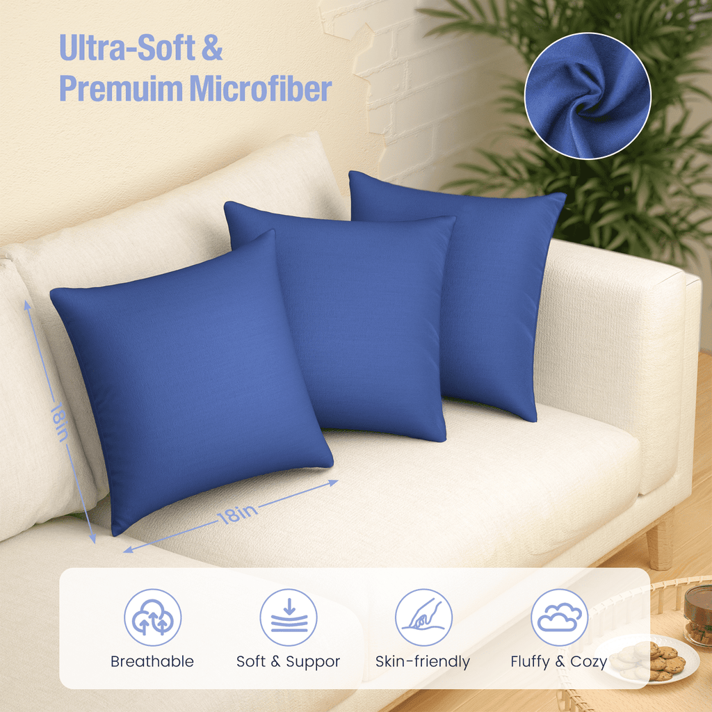 Fluffy Shredded Throw Pillow Inserts Set of 2, Indoor Decorative 18x18 inches Square Pillows for Couch, Sofa, Bed, Supportive Cushion... - Orthopedic Shredded Foam Bed Pillow Set Detail