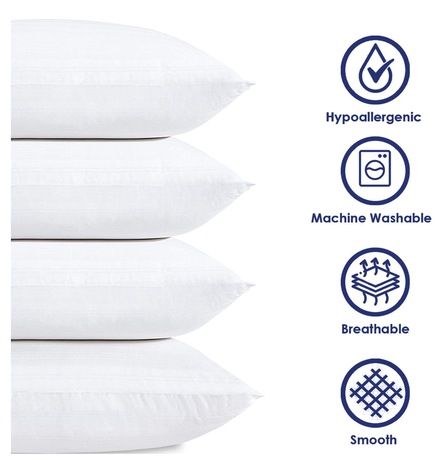 Hotel Collection 2-Pack Hypoallergenic Down-Alternative, Throw Pillow Inserts (20" x 20") - Hotel Quality Plush Sleeping Pillows Detail