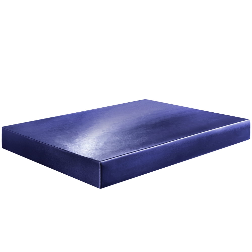 Premium Egyptian Cotton Fitted Sheet Deep Pocket Bed Sheet Satin Silk Sheets Ultra Soft Machine Washable Twin, Navy Blue - Premium Ultra-Soft Pillowcase Pair for Sleeping Detail
