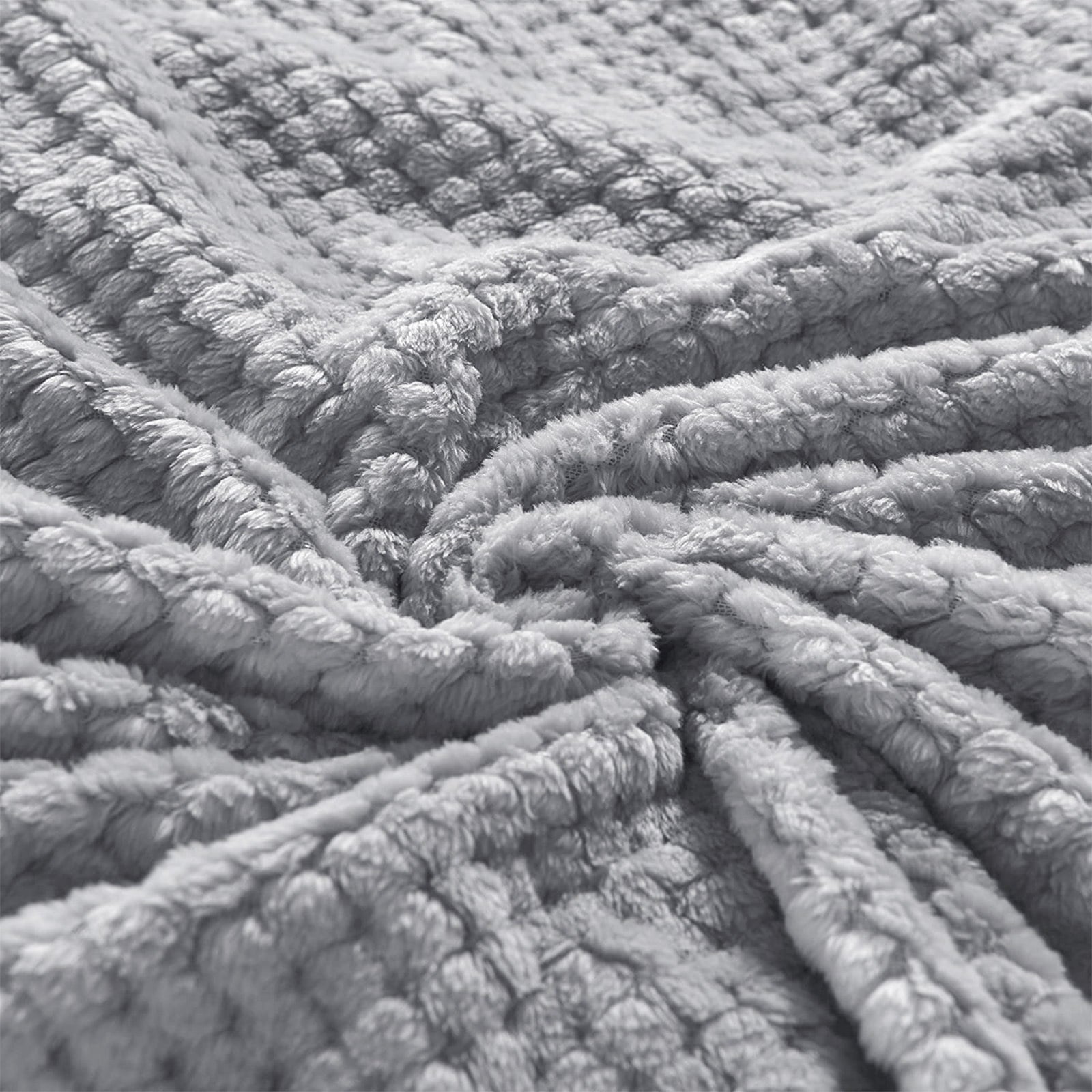 Reversible Sherpa Waffle Textured Extra Large Fleece Blanket, Super Soft and Warm Throw Blanket for Couch, Sofa and Bed (Light Grey, 50... - Cozy Fleece Throw Blanket for Couch & Bed Detail