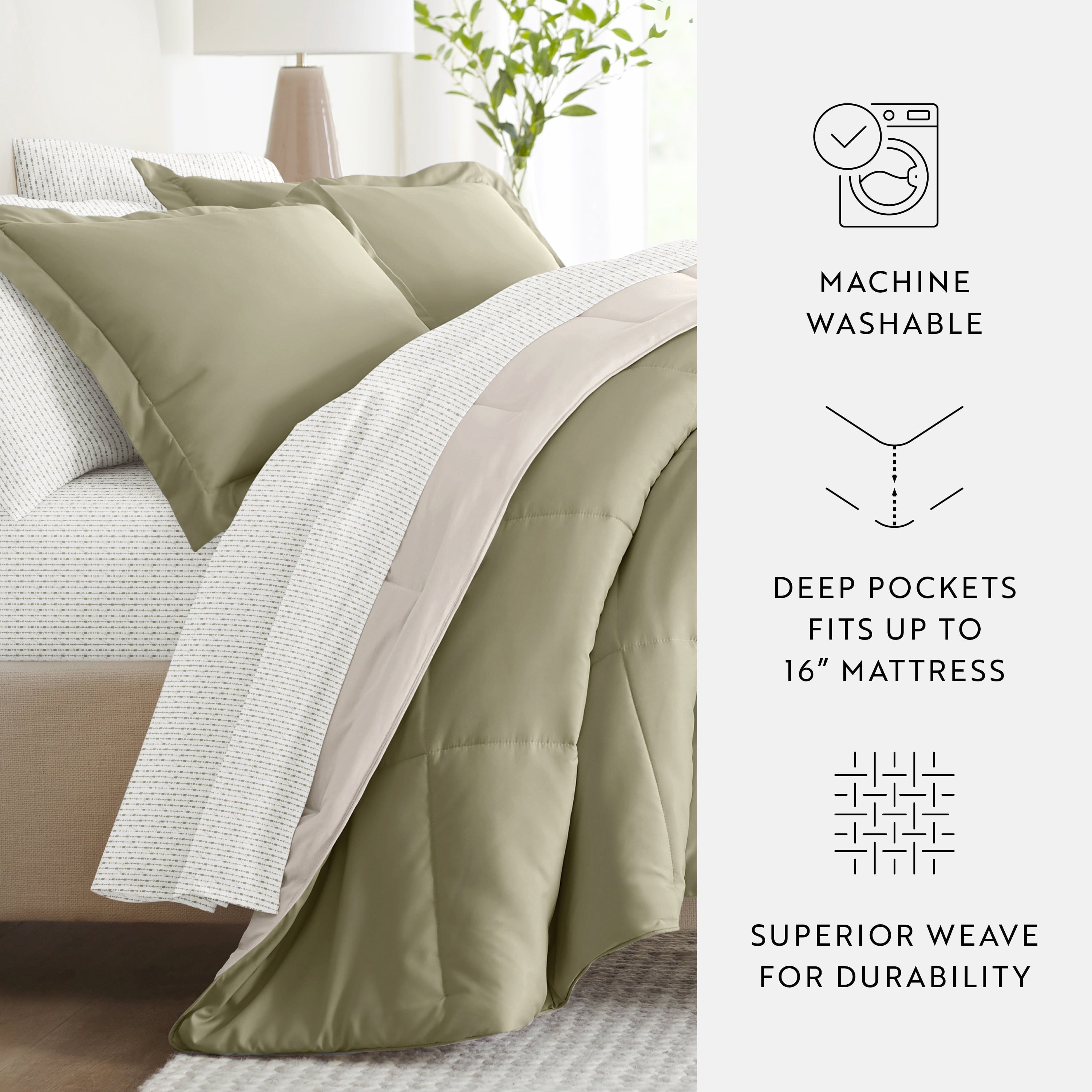 Heavyweight Warmth 5 Piece Bedding Bundle, Reversible Comforter and Patterned Sheet Set, Twin - Cloud-Like Soft Lightweight Bed Comforter Detail