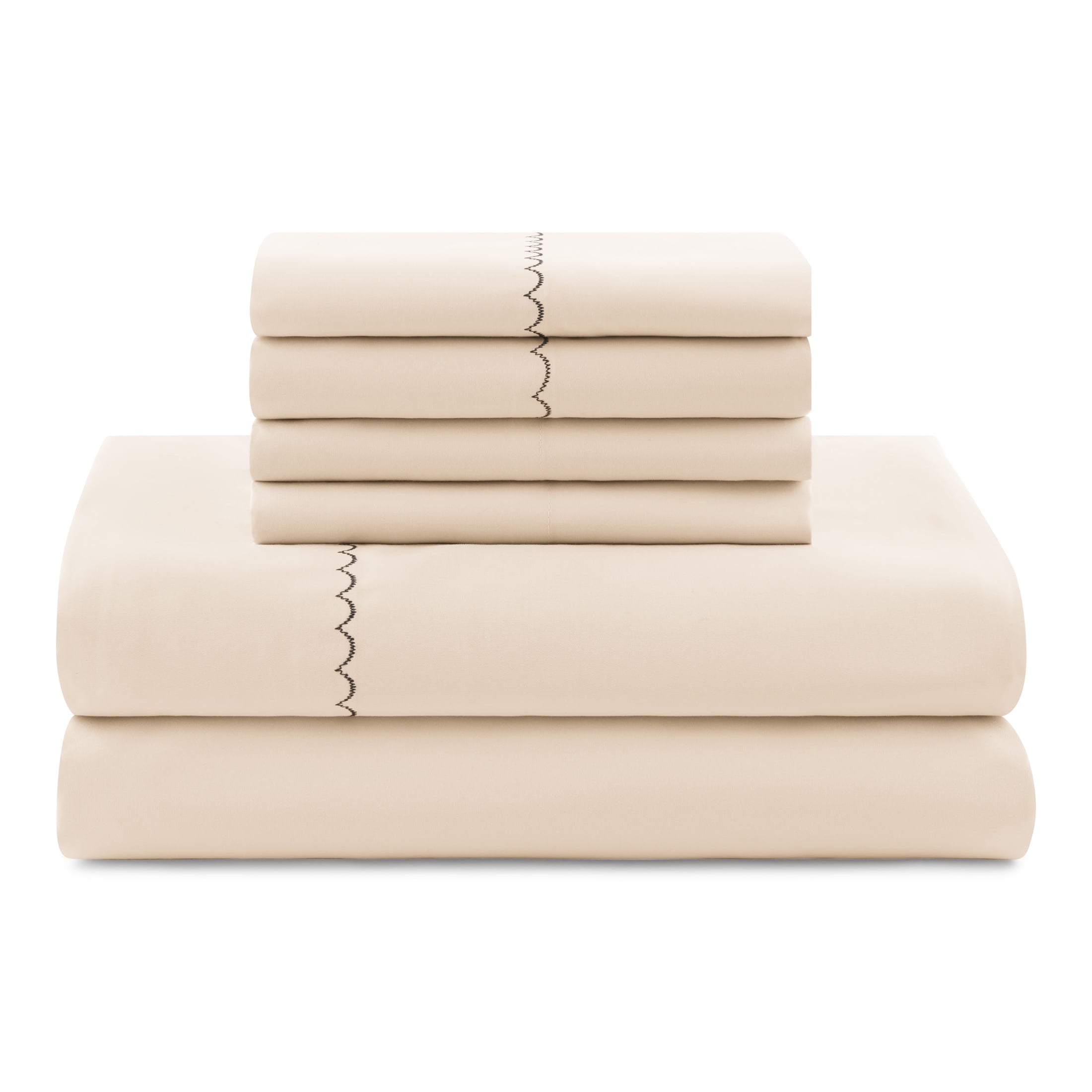 Fluffy Down Alternative Soft Touch Bed in a Bag 11-Piece Reversible Tan & Black Striped Comforter Set with Sheets, Queen - Hypoallergenic Ultra-Fluffy Quilt for Winter Detail