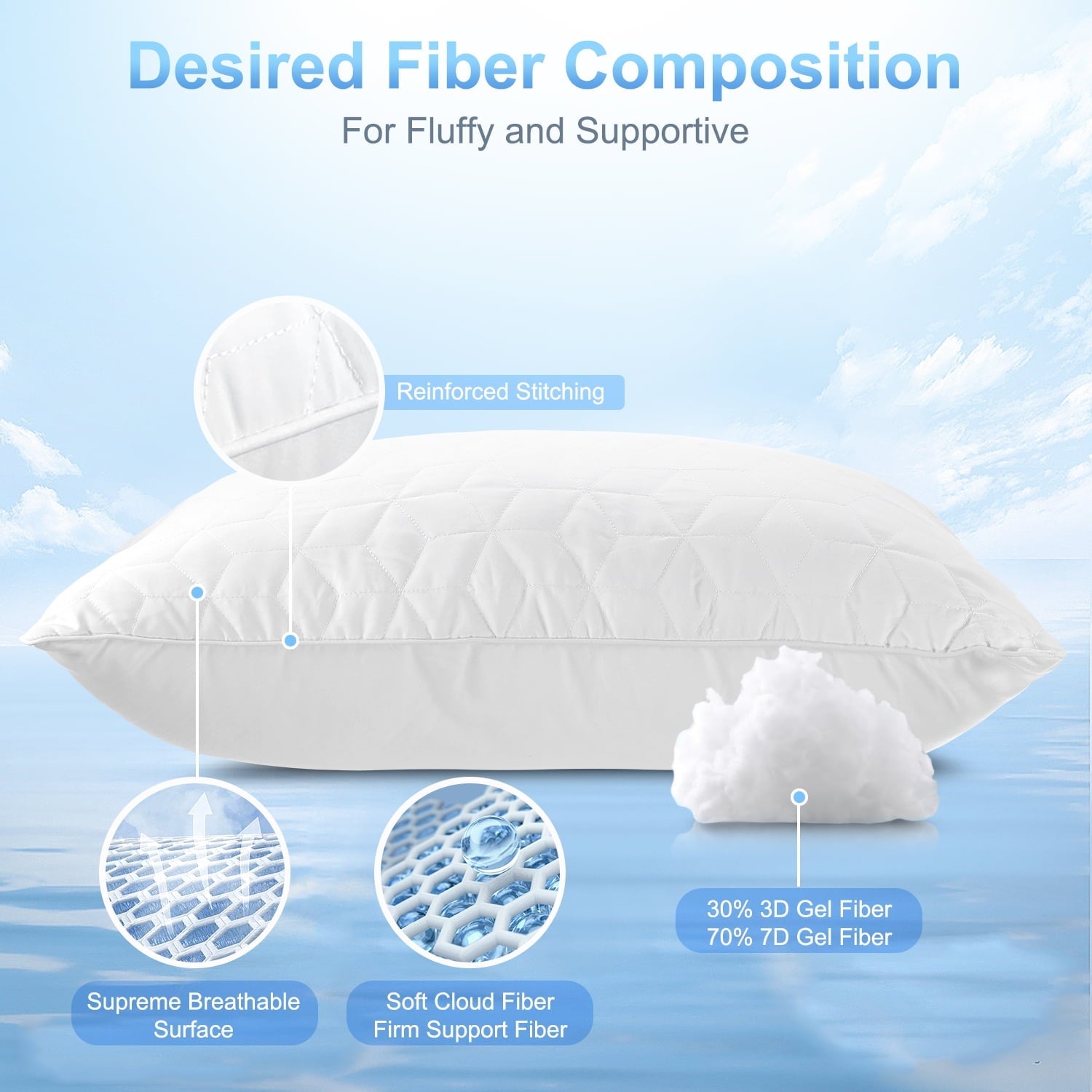 Hotel Collection Bed Pillows for Sleeping 2 pack, King Size Cooling Pillows Hotel Quality with Premium Soft Down Alternative Fill for ... - Decorative Throw Pillow Cushion for Sofa & Bed Detail