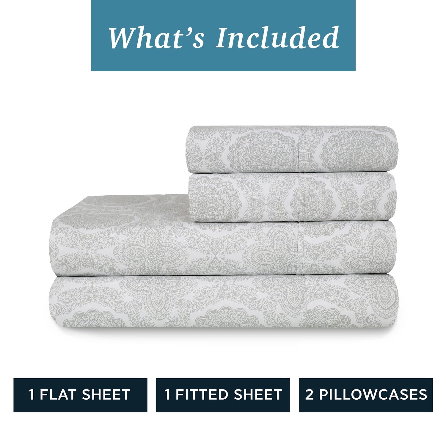 Premium Egyptian Cotton 100% Cotton Queen Sheets Set, 4 Piece Bed Sheets Set with HeiQ Fresh, Percale Weave, Hotel Luxury, Ultra Soft Sheets ... - Premium Ultra-Soft Pillowcase Pair for Sleeping Detail