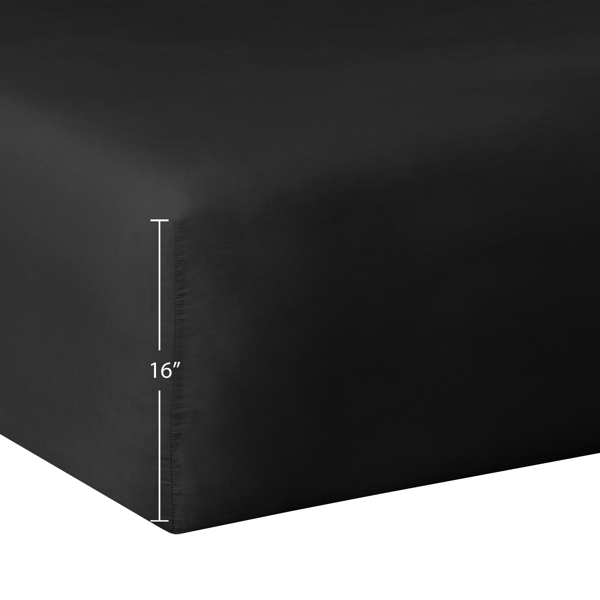 Breathable Luxury Easy Care Solid Rich-Black CVC Cotton Blend Fitted Sheet, Full - Cooling Hotel Quality Bedding Sheets and Pillowcases Detail