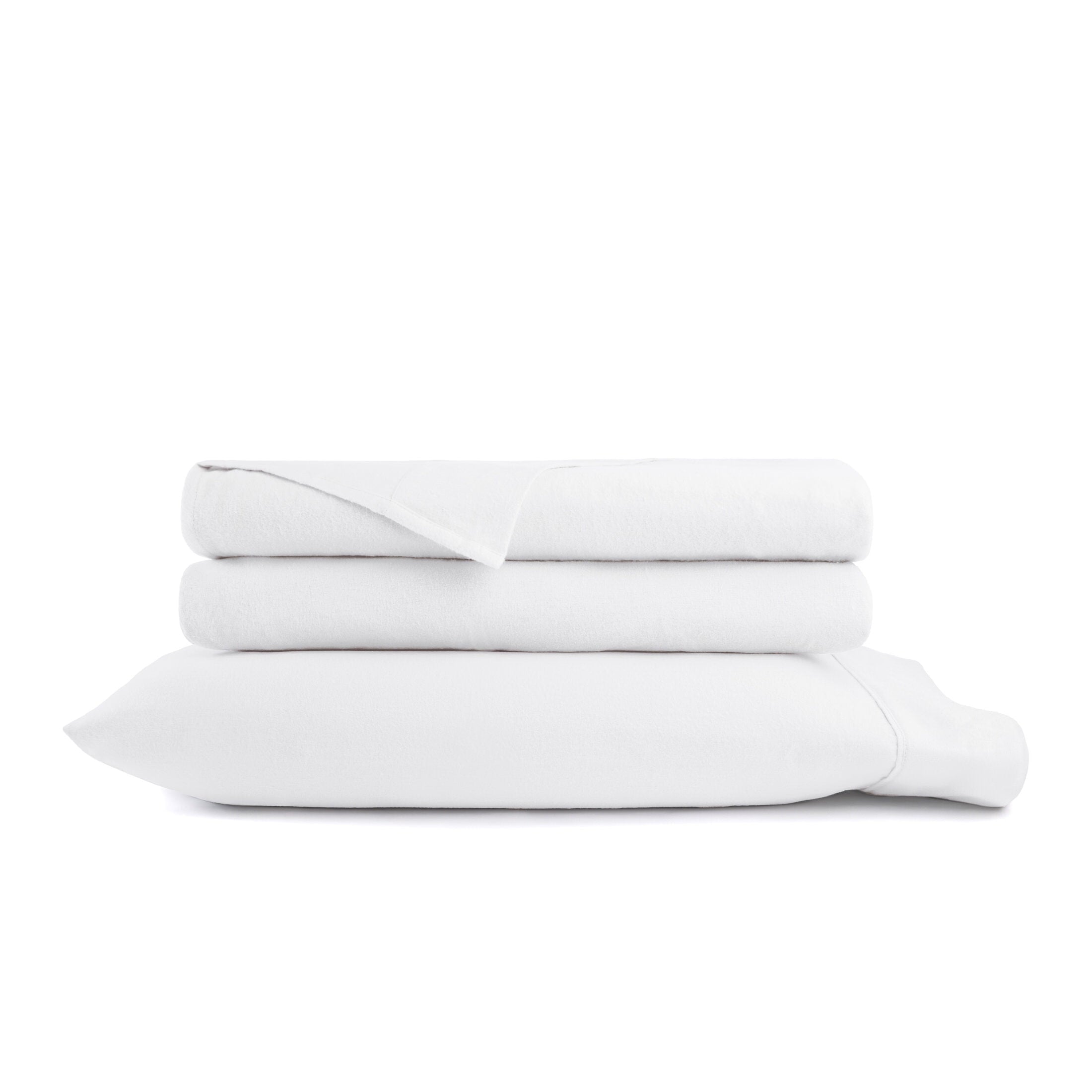 Cooling Sateen 100% Cotton Flannel Bed Sheets Set for Full Size Bedding in White - Luxury Bed Sheet Set with Deep Pockets Detail