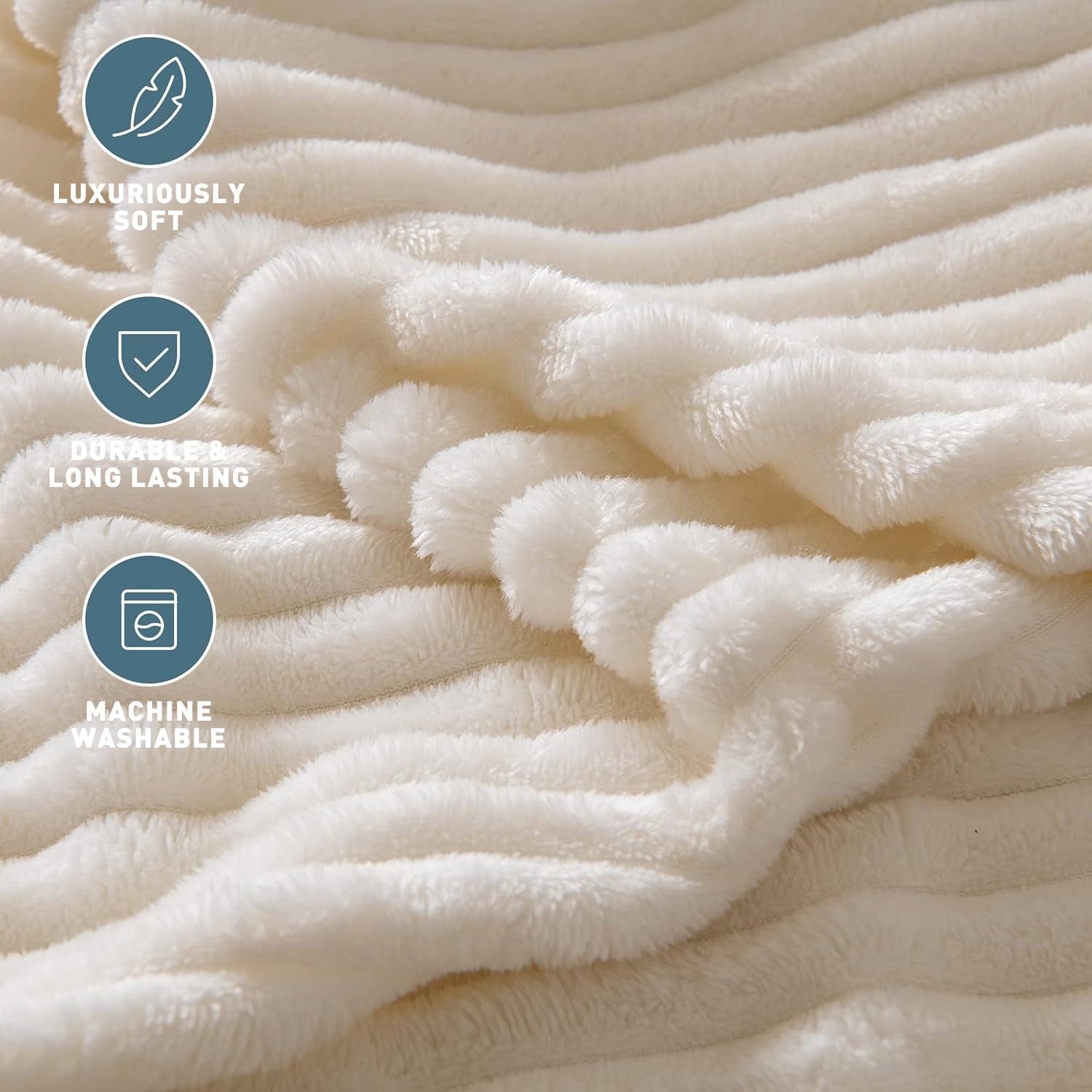 Reversible Sherpa Throw Size Blanket for Couch, Sofa, Bed, Striped Beige Throw Blanket for Office Picnic Travel Bedroom, Super Soft War... - Luxury Knitted Decorative Throw Blanket with Fringes Detail