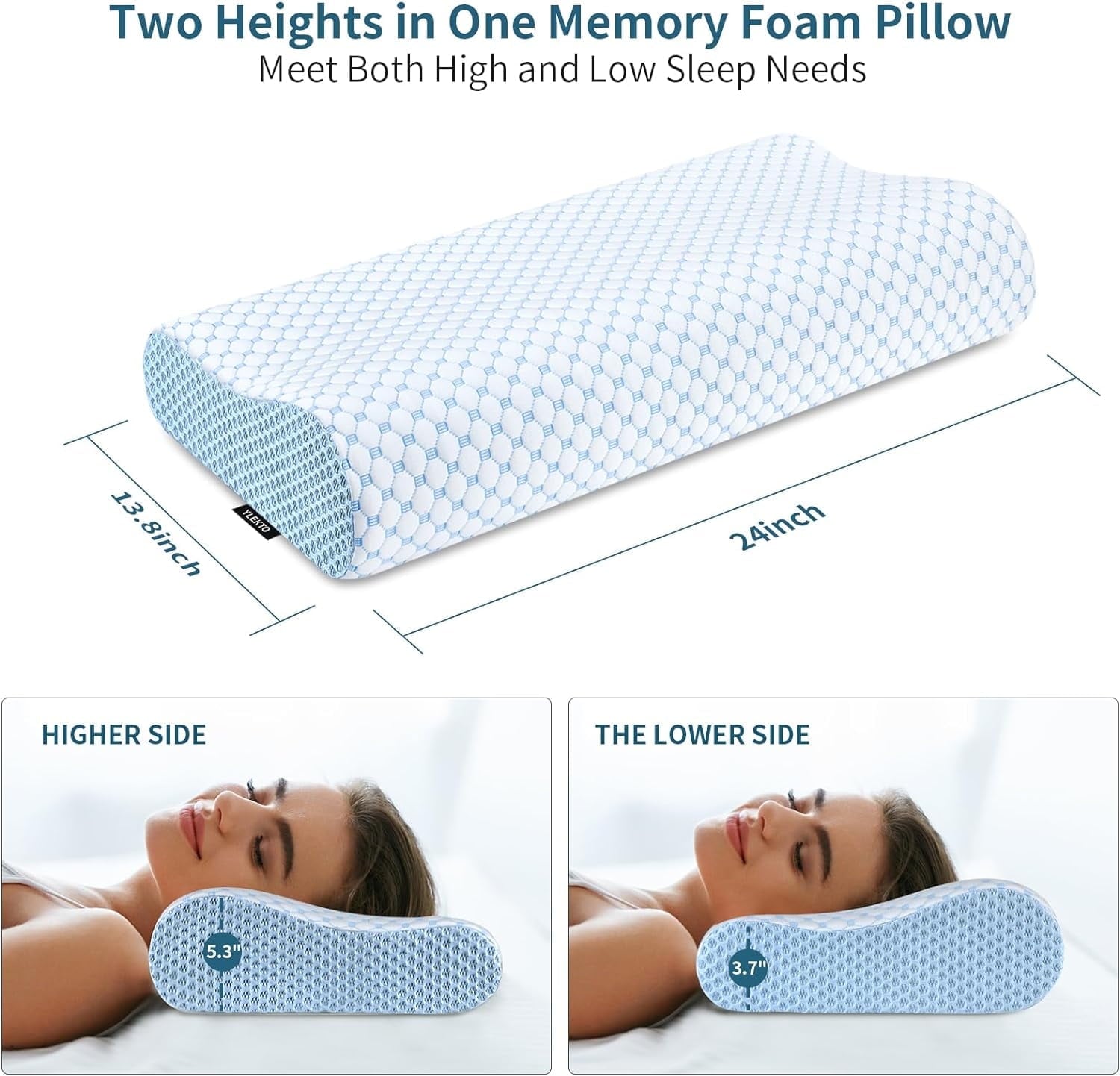Decorative Plump for Neck Pain Relief, Contour Memory Foam s for Sleeping, Odorless Ergonomic Adjustable Orthopedic Cooling Bed Neck S... - Hotel Quality Plush Sleeping Pillows Detail