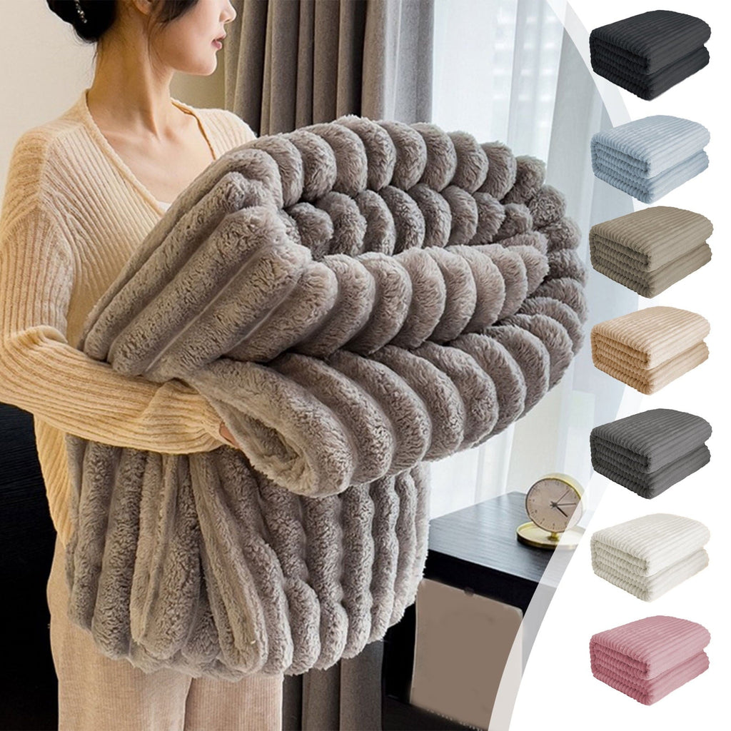 Super Soft Flannel Bunny Blanket, Super Soft & Warm Faux Rabbit Fur Throw Blanket, Lightweight Microfiber Machine Washable for Bedroom, ... - Luxury Knitted Decorative Throw Blanket with Fringes Detail