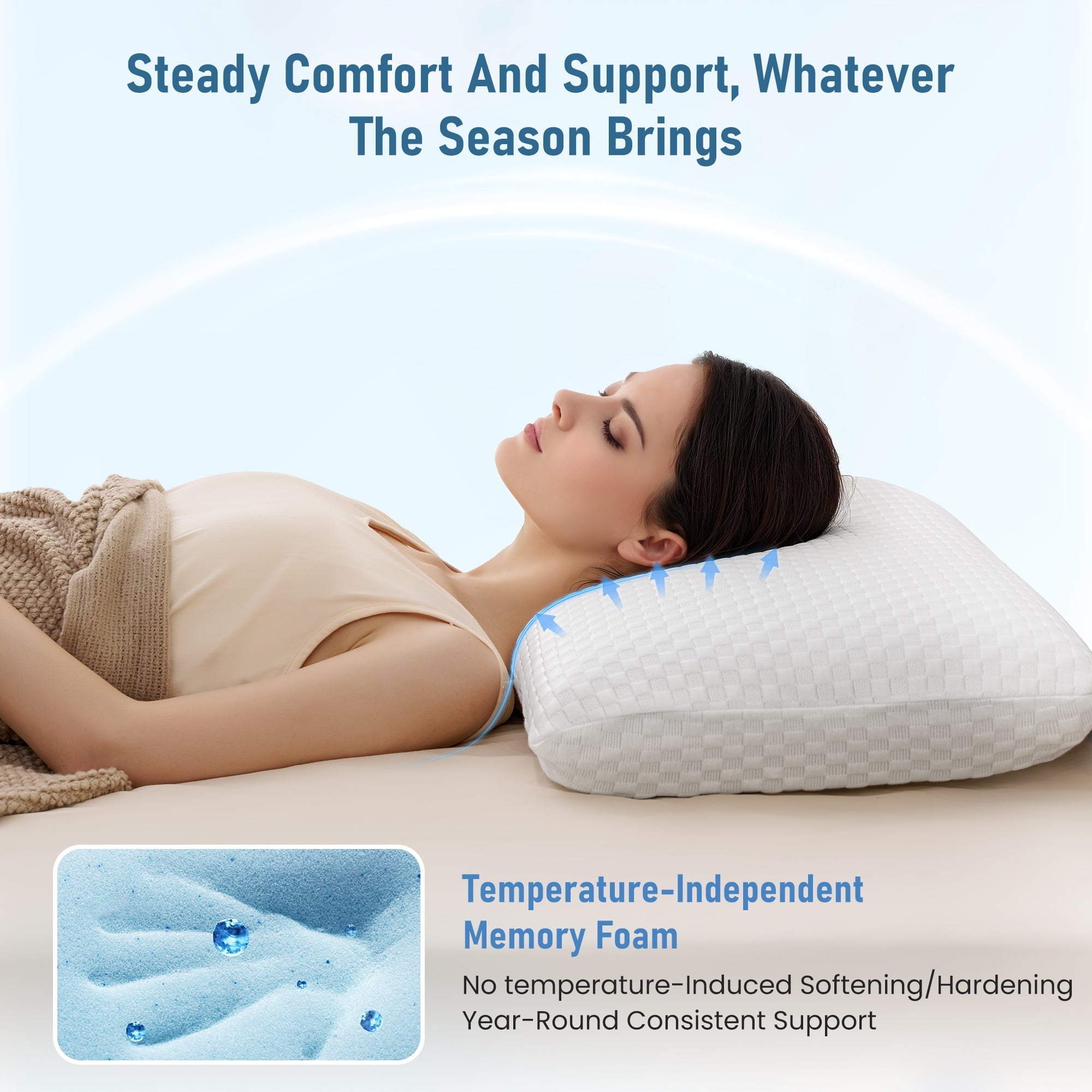 Decorative Plump Memory Foam Pillow for Bed, Cooling Pillow with Extra Height Pad, Supportive Bed Pillow for Side, Back & Hot Sleepers... - Orthopedic Shredded Foam Bed Pillow Set Detail