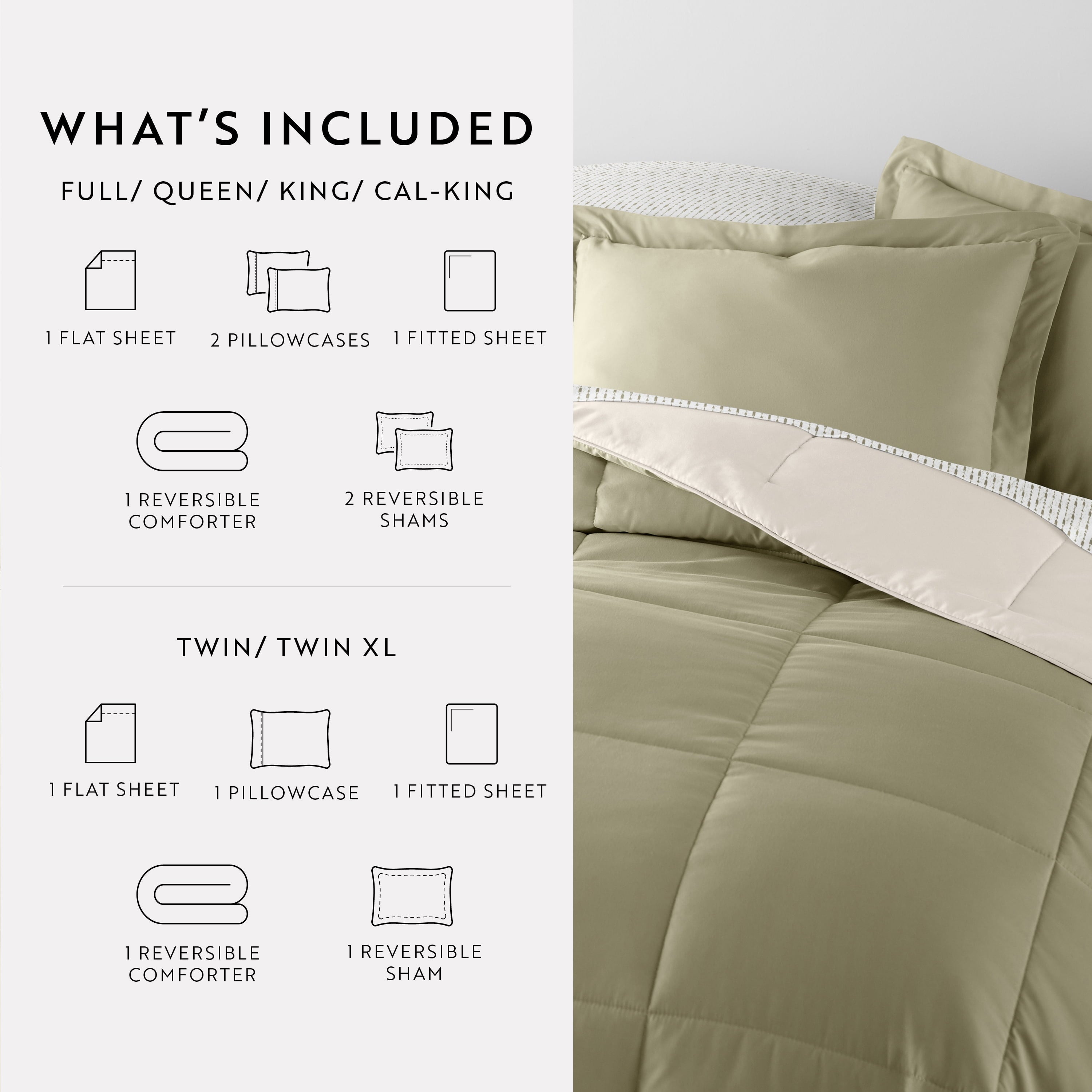 Heavyweight Warmth 5 Piece Bedding Bundle, Reversible Comforter and Patterned Sheet Set, Twin - Cloud-Like Soft Lightweight Bed Comforter Detail