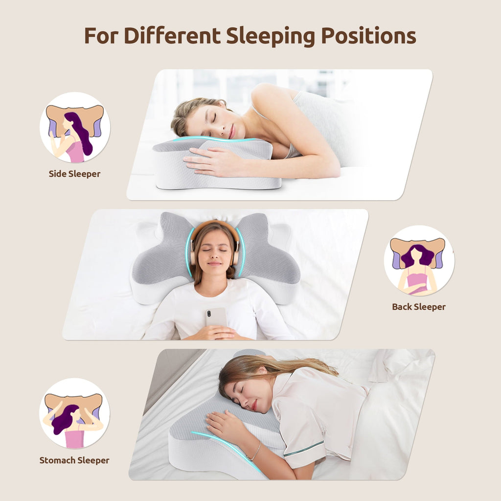 Decorative Plump Memory Foam Pillow for Neck Pain Relief Cervical Sleepers Standard/Queen Gray - Decorative Throw Pillow Cushion for Sofa & Bed Detail