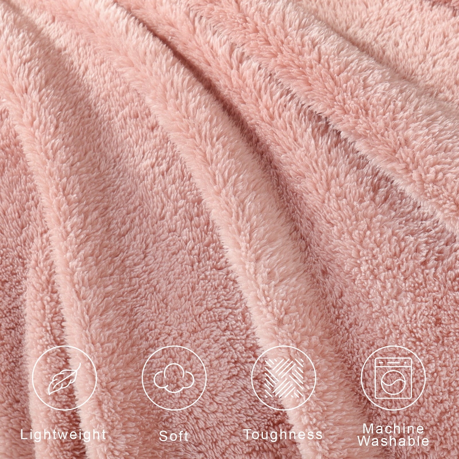Lightweight Warm Soft Fleece Throw Blanket for Couch, Super Soft Velvet Plush Bed Blanket, 50x60 Inches, Pink - Lightweight Plush Warm Blanket for All Seasons Detail