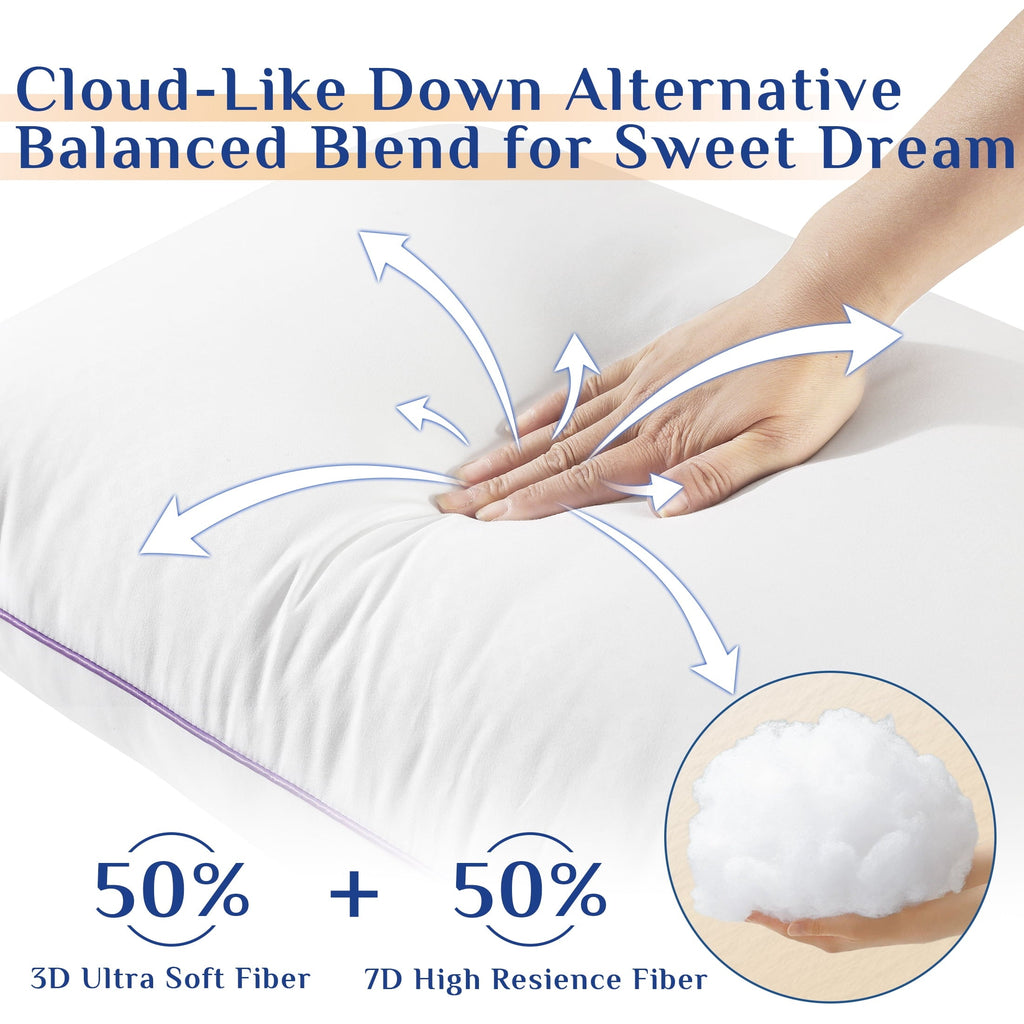 Hotel Collection Pillows Standard Size Set of 2, Hotel Down Alternative Sleeping Bed Pillows for Side Back Stomach Sleepers - Hotel Quality Plush Sleeping Pillows Detail
