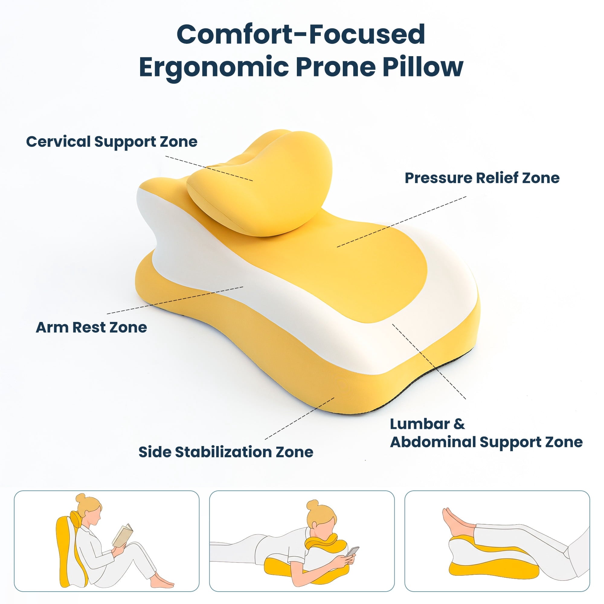 Ergonomic Memory Foam Memory Foam Reading Pillow, Multi-Position Support Bed Pillow for Petite Adults, Reading Tools, Fun Couple Pillows Pr... - Ergonomic Memory Foam Pillow for Neck Pain Support Detail