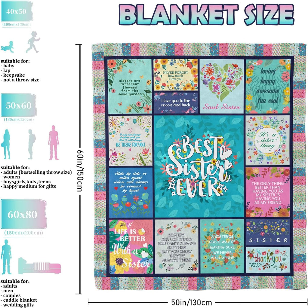 Reversible Sherpa Sister Gifts Blanket for Birthday, Mother's Day, Christmas - Big Sister Gift Ideas - Cozy Fleece Throw Blanket for Couch & Bed Detail
