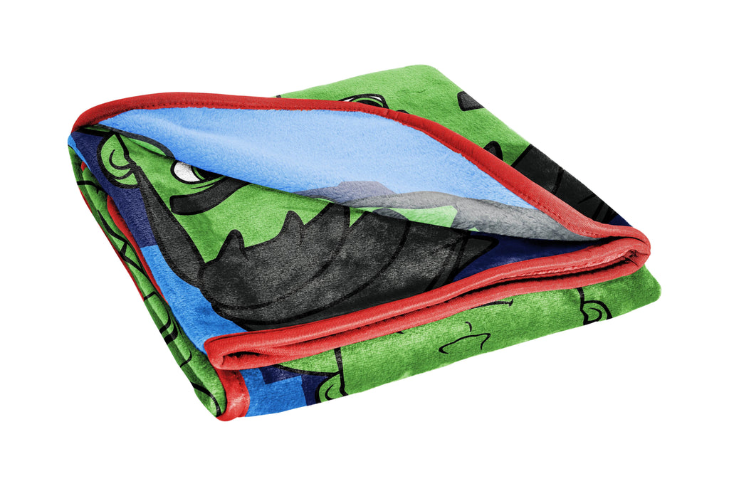 Decorative Knitted Spidey & His Amazing Friends Kids Throw, 46 x 60, Microfiber, Blue, Marvel - Super Soft Reversible Sherpa Flannel Blanket Detail