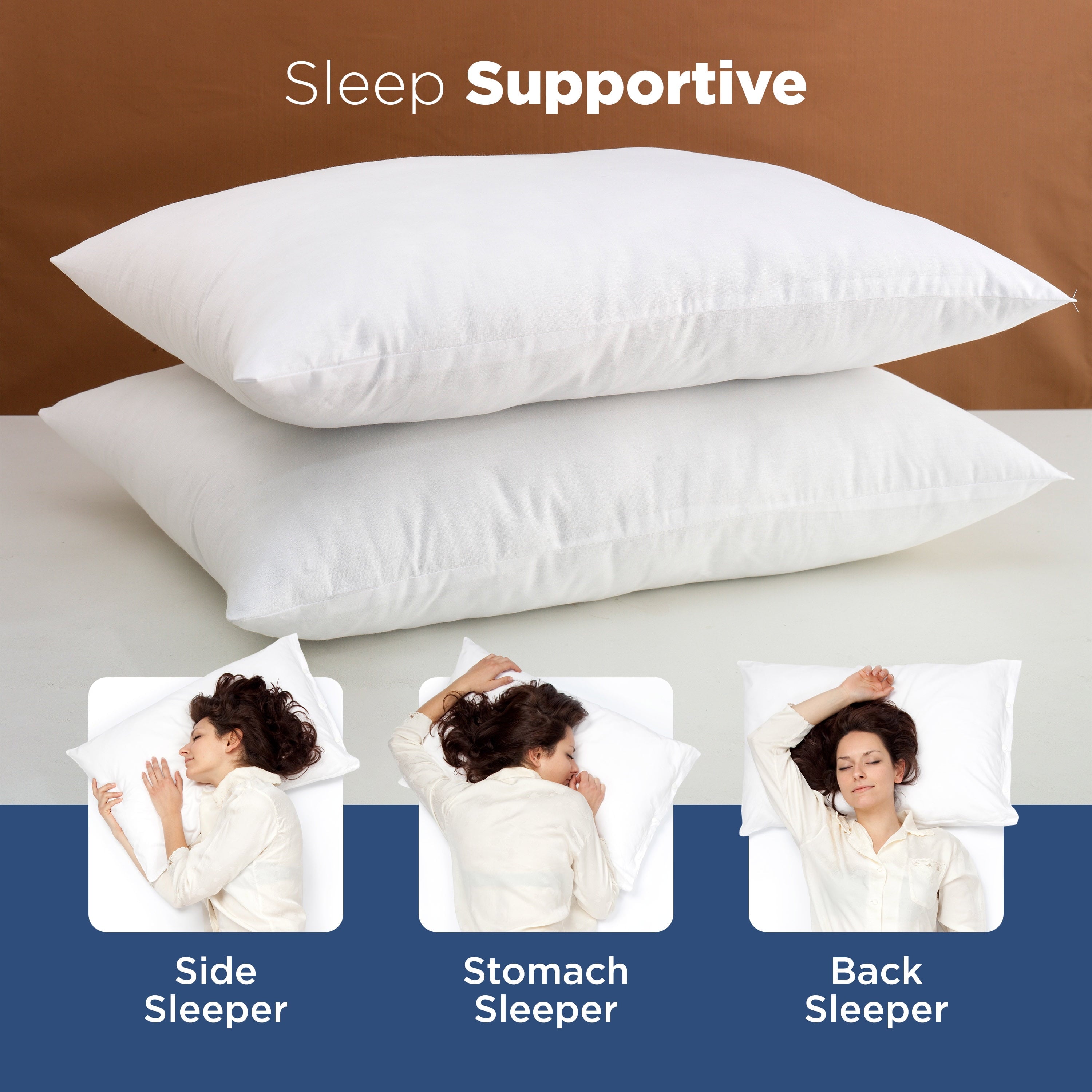 Hotel Collection 2-Pack Down Alternative White Bed Pillows, Standard - Ergonomic Memory Foam Pillow for Neck Pain Support Detail