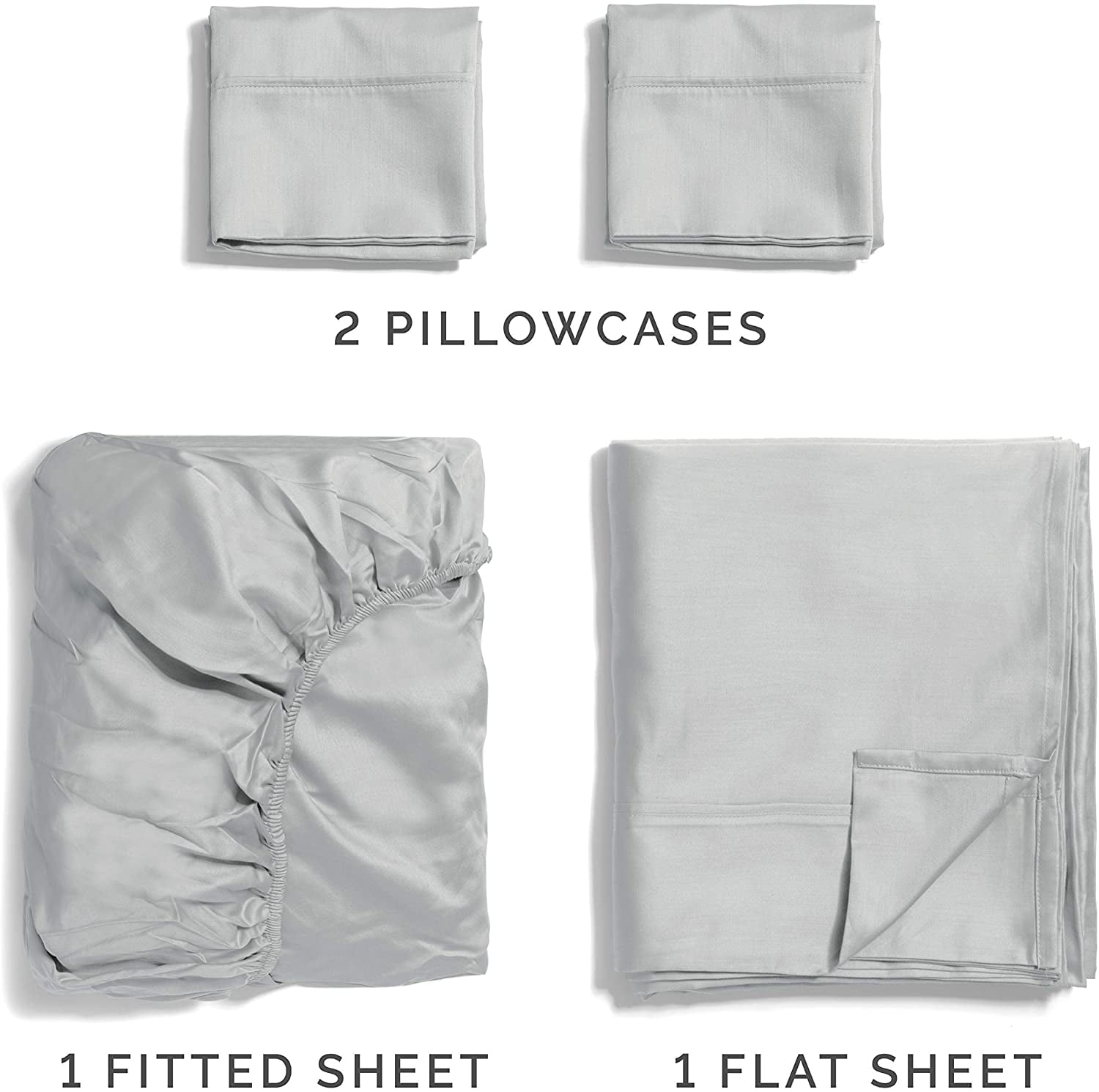 Cooling Sateen 4-Piece 400 Thread Count Cotton Sheet Set - King Size 100% Cotton Sateen Bed Sheets Fits 18"-24" Mattresse... - Luxury Bed Sheet Set with Deep Pockets Detail