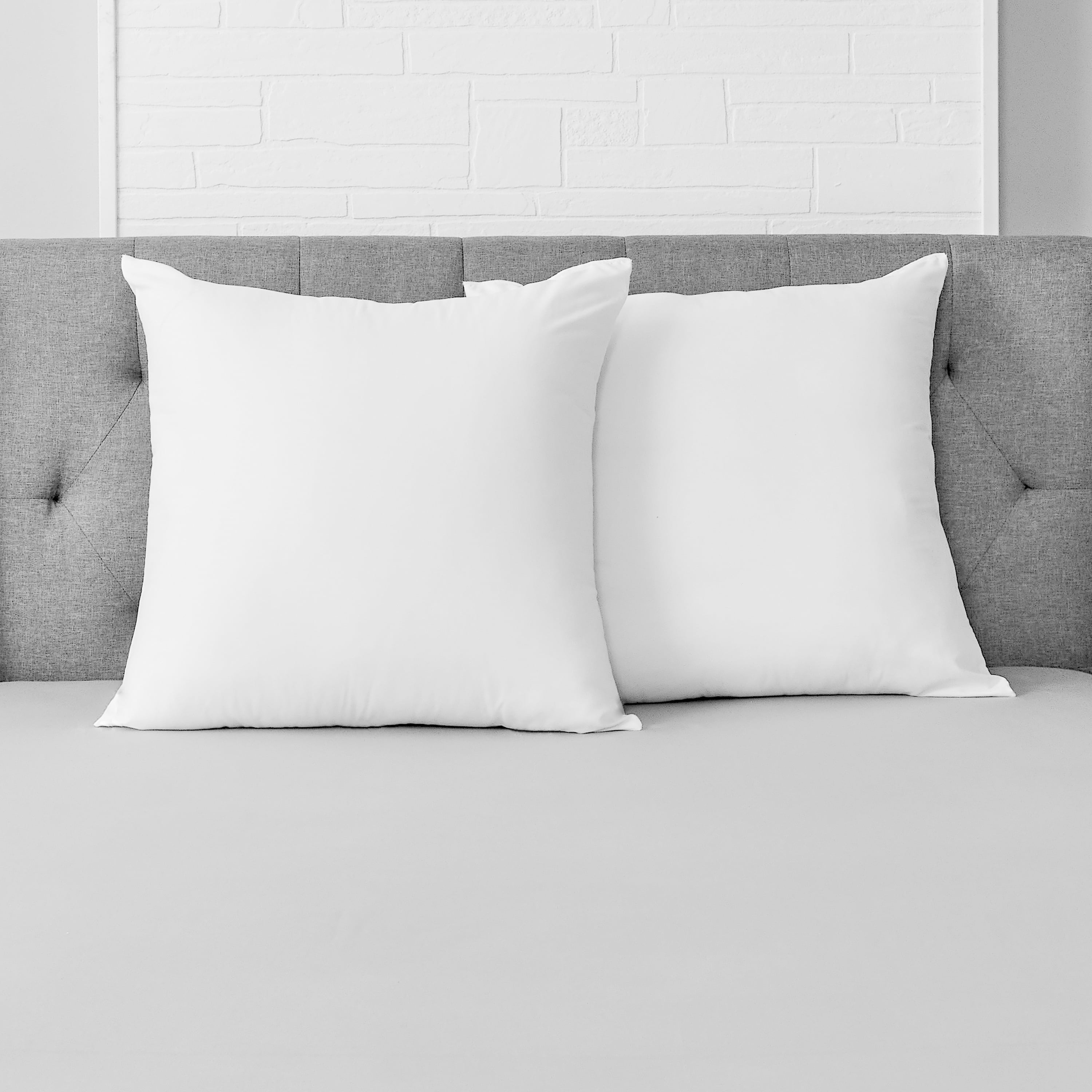 Fluffy Shredded Cotton Euro Throw Pillow, 26" x 26", White- Allergy Defense Fabric - Ergonomic Memory Foam Pillow for Neck Pain Support Detail
