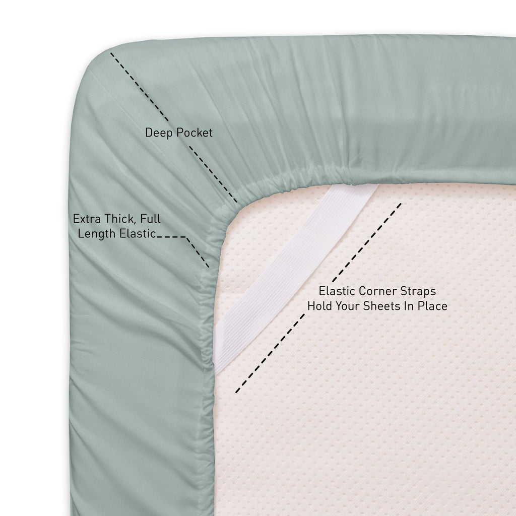 Cooling Sateen 1800 Series Classic 4-Piece 1800 Thread Count 100 GSM Bed Sheet, Queen - Luxury Bed Sheet Set with Deep Pockets Detail