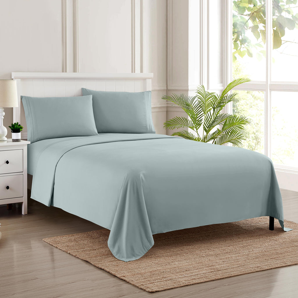 Cooling Sateen 1800 Series Classic 4-Piece 1800 Thread Count 100 GSM Bed Sheet, Queen - Luxury Bed Sheet Set with Deep Pockets Detail